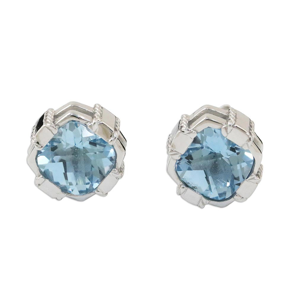 Ultimate Elegance Blue Topaz & Silver Stud Earrings