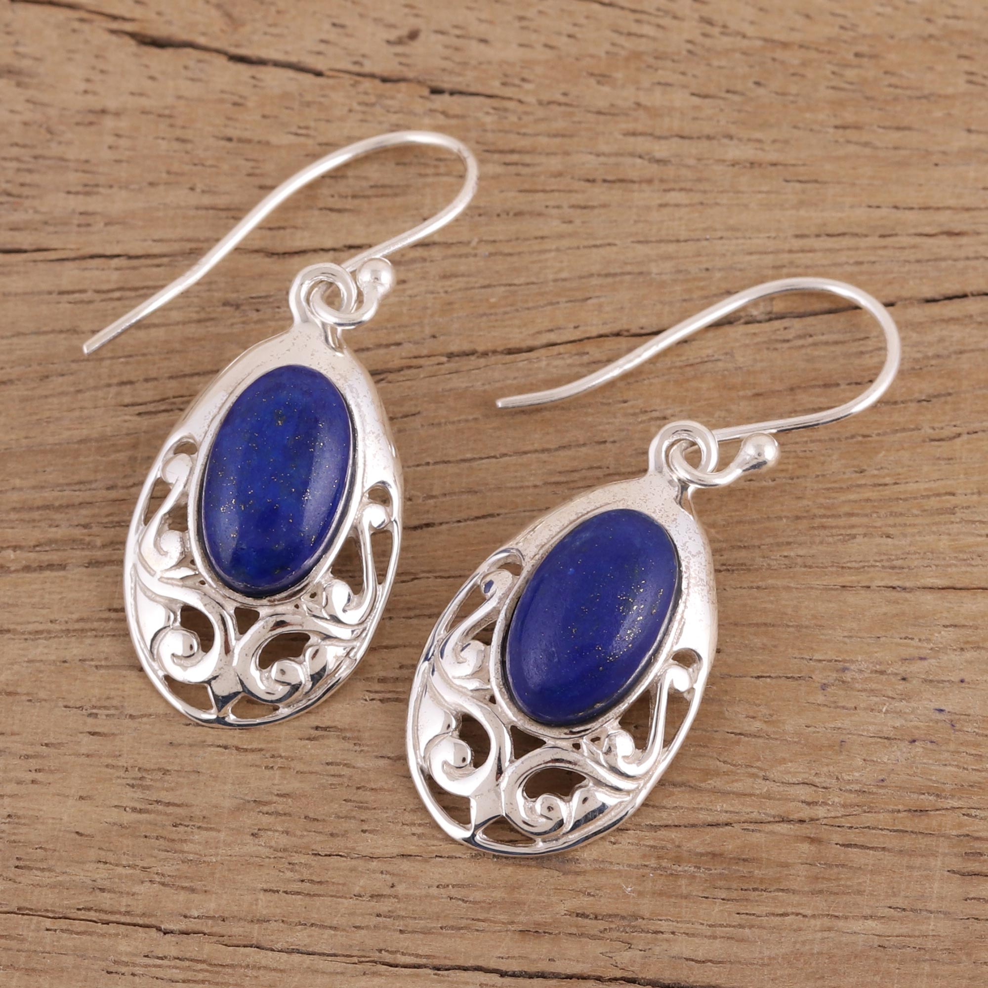 Premium Lapis Lazuli Sterling Silver Dangle Earrings - Ultimate Elegance