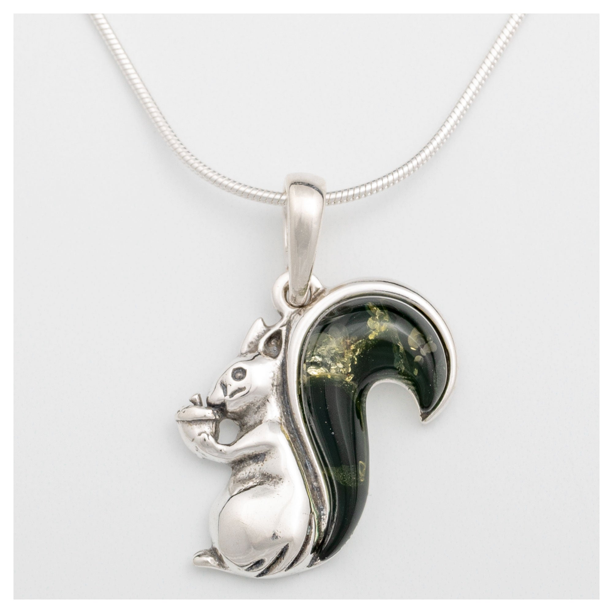 Premium Squirrel Tail Baltic Amber & Sterling Silver Necklace