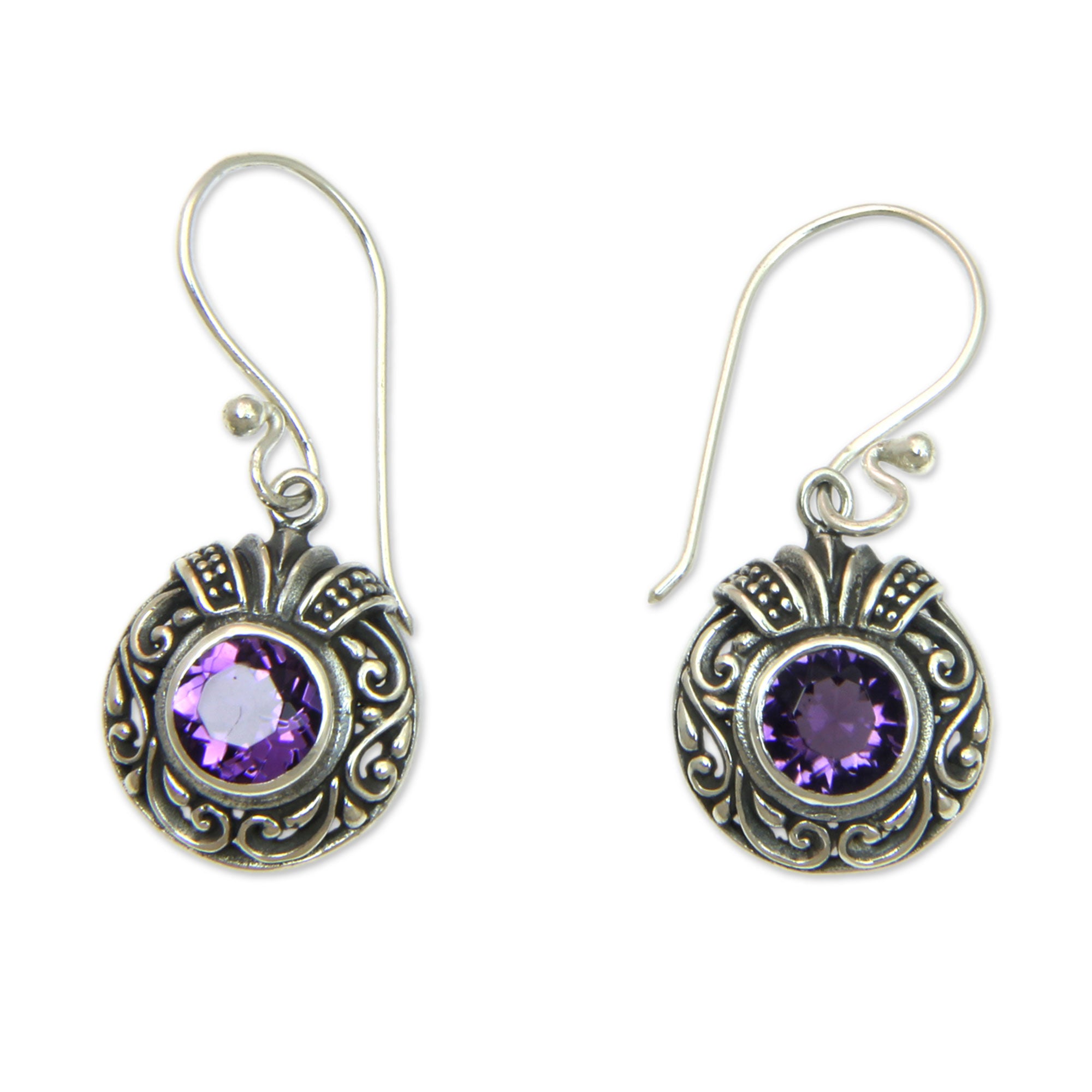 Premium Lilac Ladybug Dangle Earrings with Sparkling Amethyst