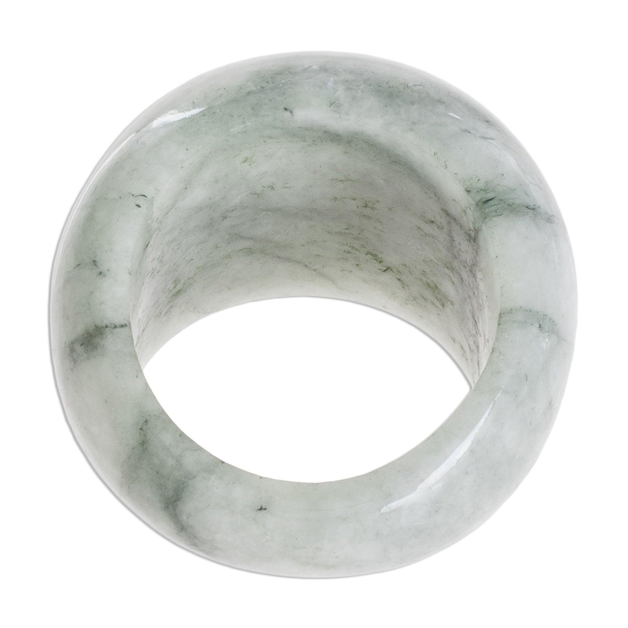 Premium Handcrafted Apple Green Jade Dome Ring by Guatemalan Artisan