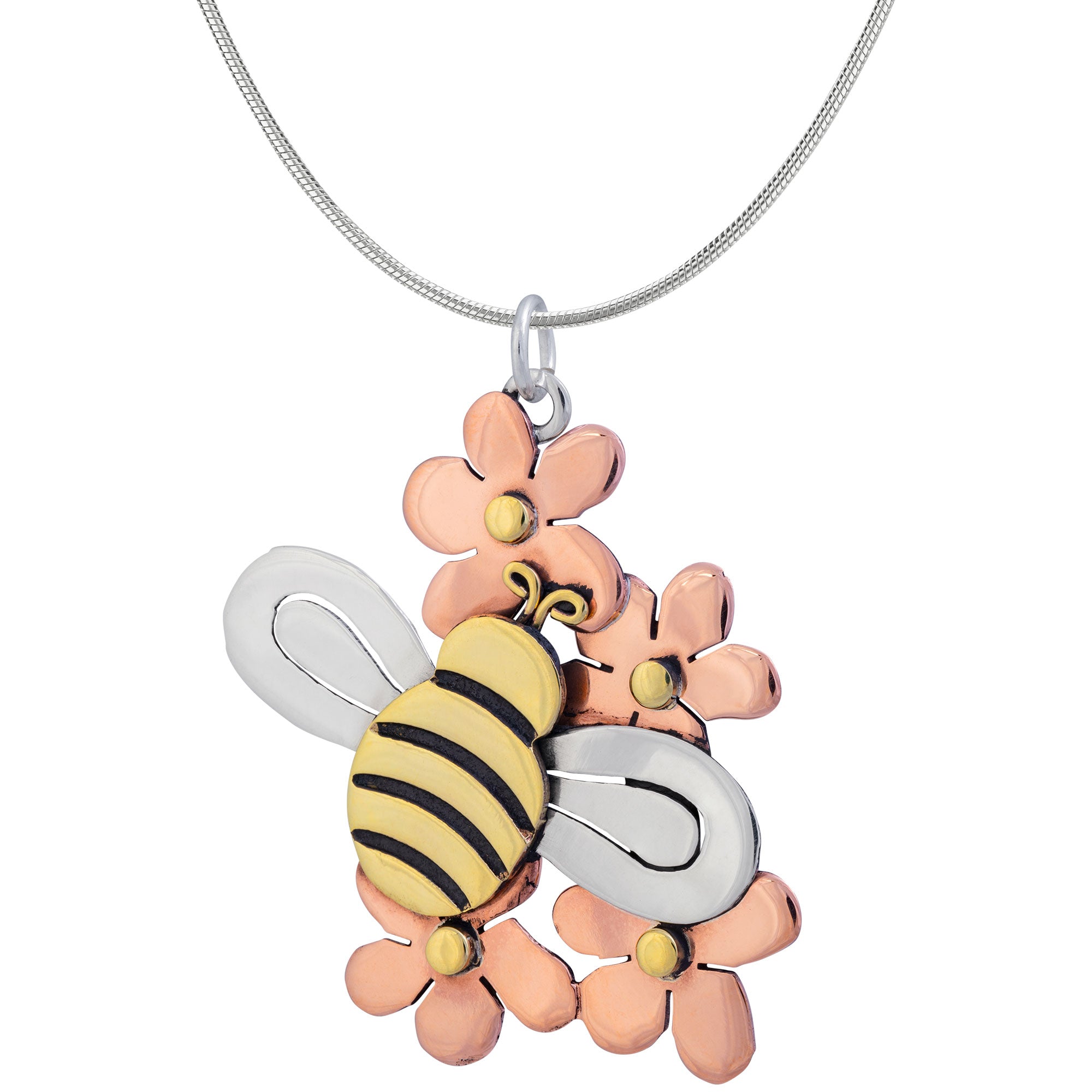 Premium Bee in Bloom Sterling Silver Necklace