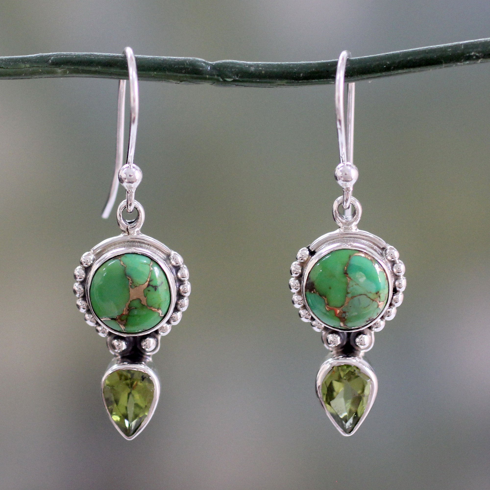 Premium Spring Green Turquoise Dangle Earrings