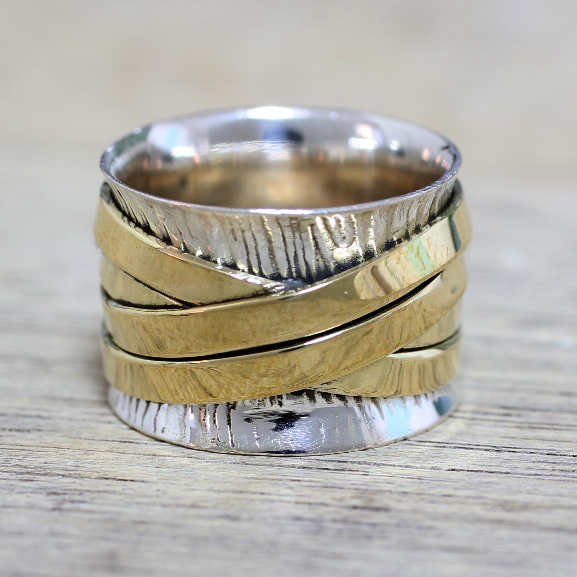 Premium Crisscross Elegance Silver Brass Band Ring