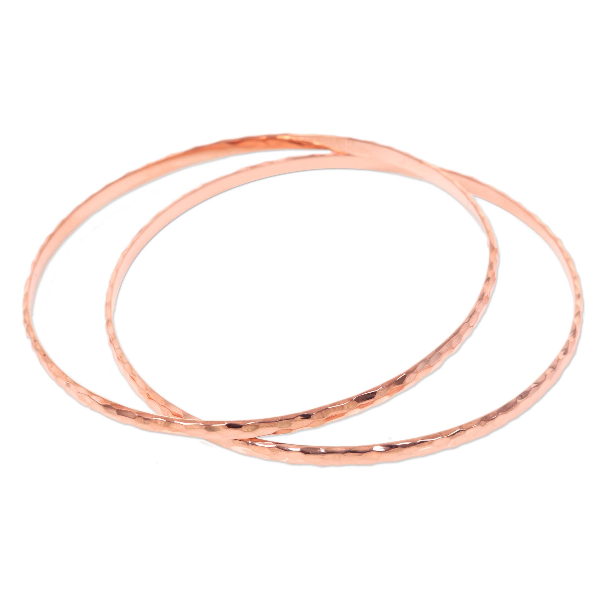 Premium Rose Gold Mosaic Bangles - Handcrafted Sterling Silver Bracelets (Pair)