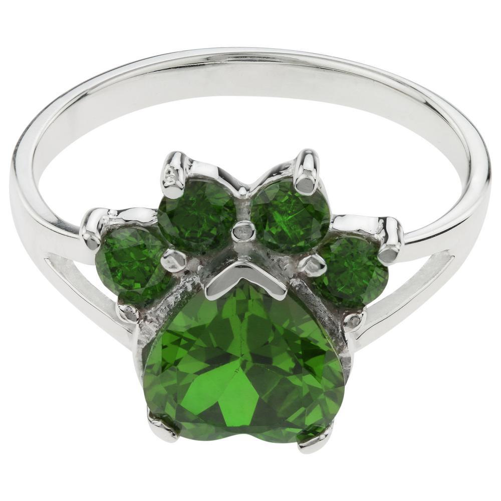 Premium Paw Print Birthstone Sterling Silver Ring | Fair Trade & Handmade