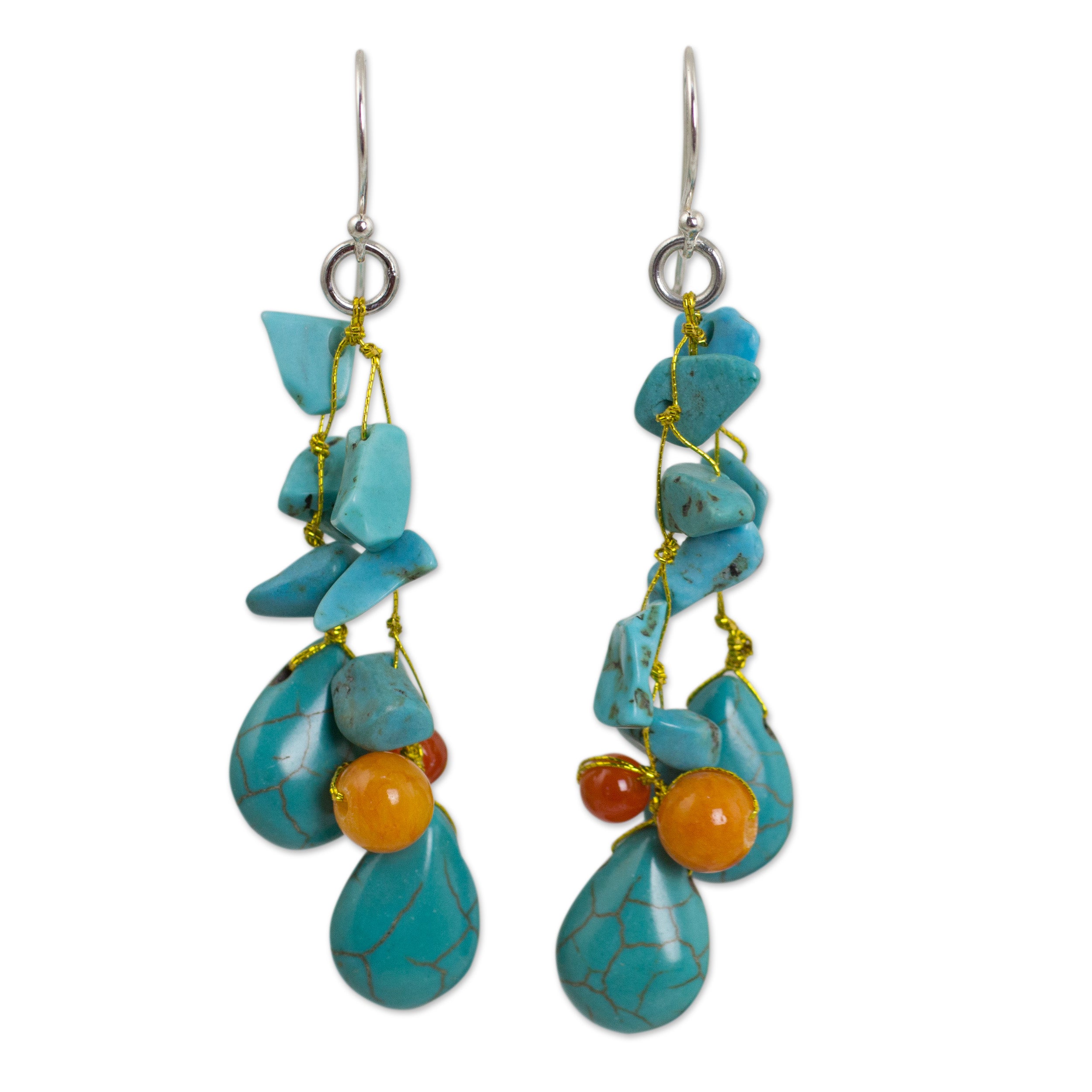 Premium Tropical Sea Handcrafted Earrings with Carnelian & Blue Calcite