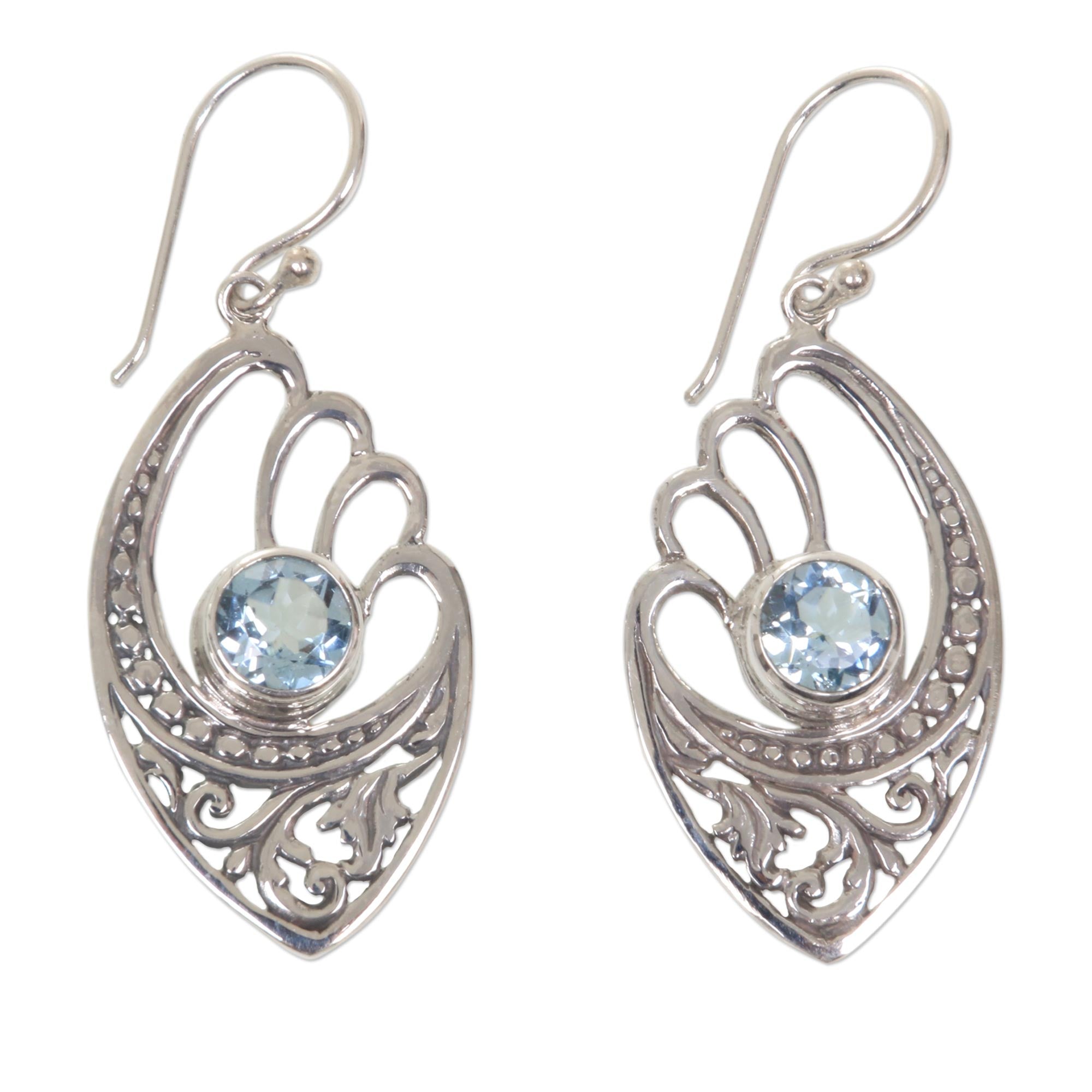 Premium Blue Topaz Sterling Silver Dangle Earrings – Handcrafted Elegance