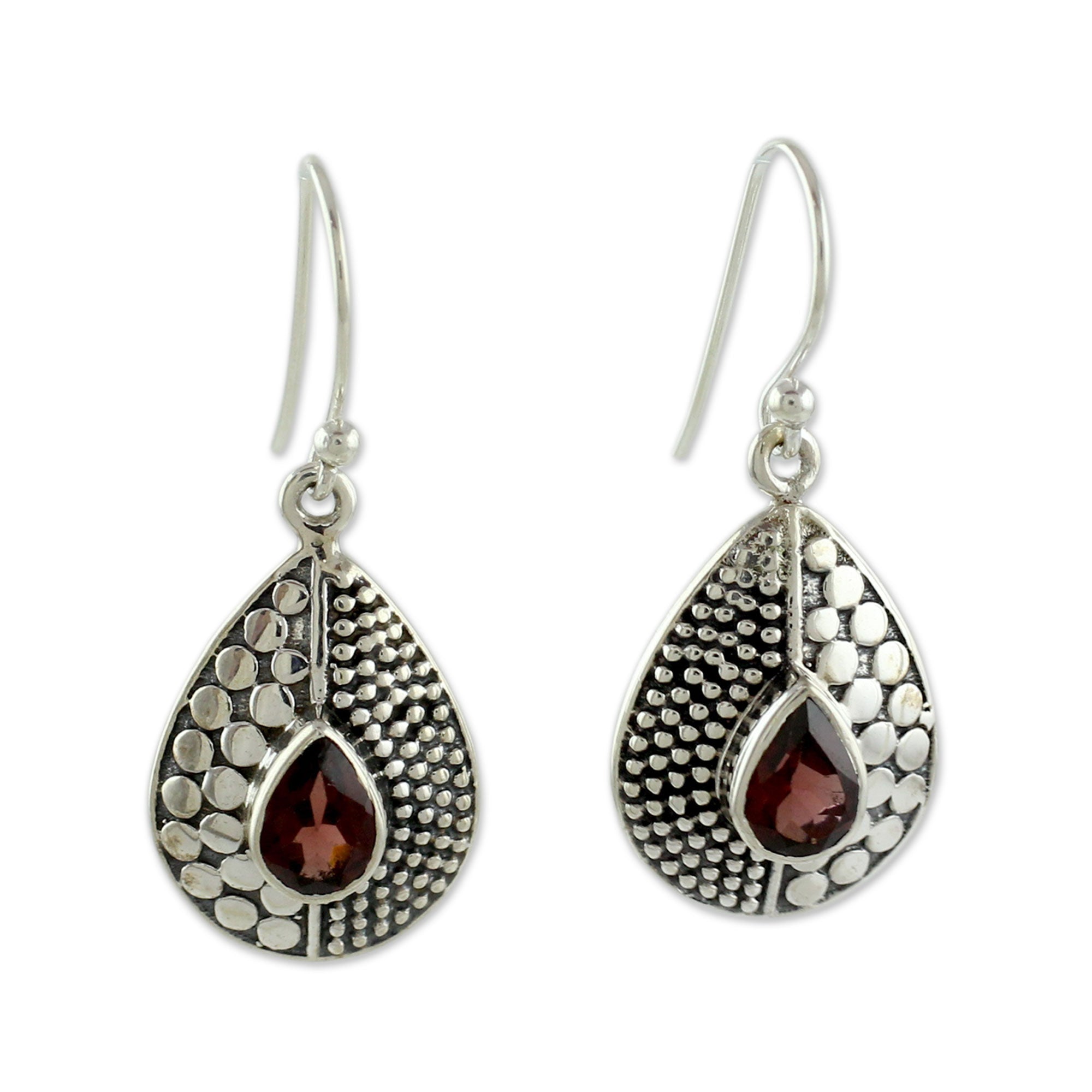 Premium Scarlet Fusion Garnet Dangle Earrings – Handcrafted Sterling Silver Jewelry