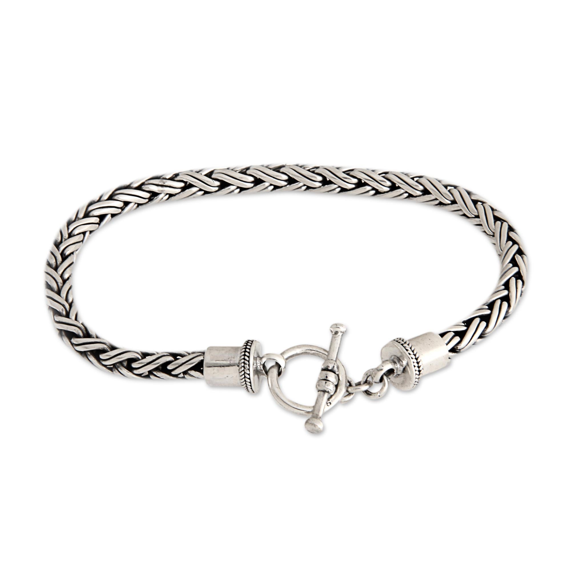 Premium Balinese Python Men's Sterling Silver Chain Bracelet - Ultimate Style from Indonesia