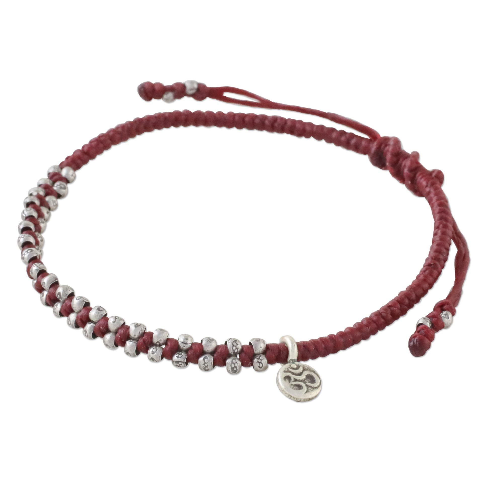 Premium Bohemian Crimson Bracelet - Handcrafted Silver Charm