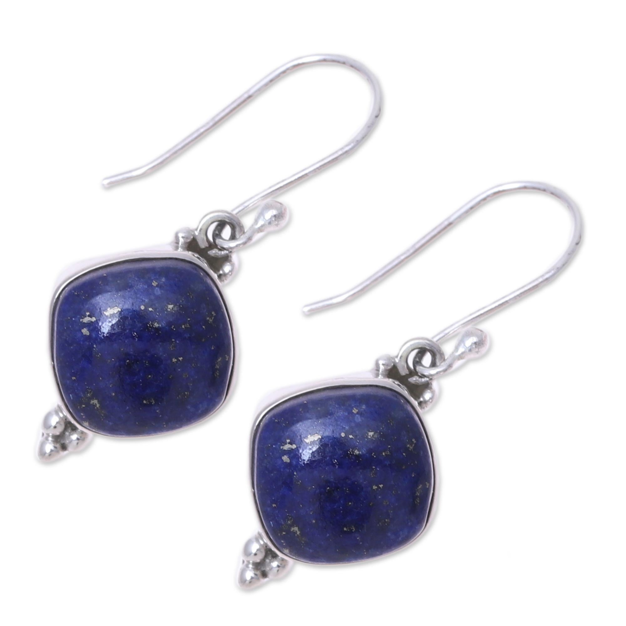 Premium Lapis Lazuli Dangle Earrings - Handcrafted Sterling Silver Jewelry from India