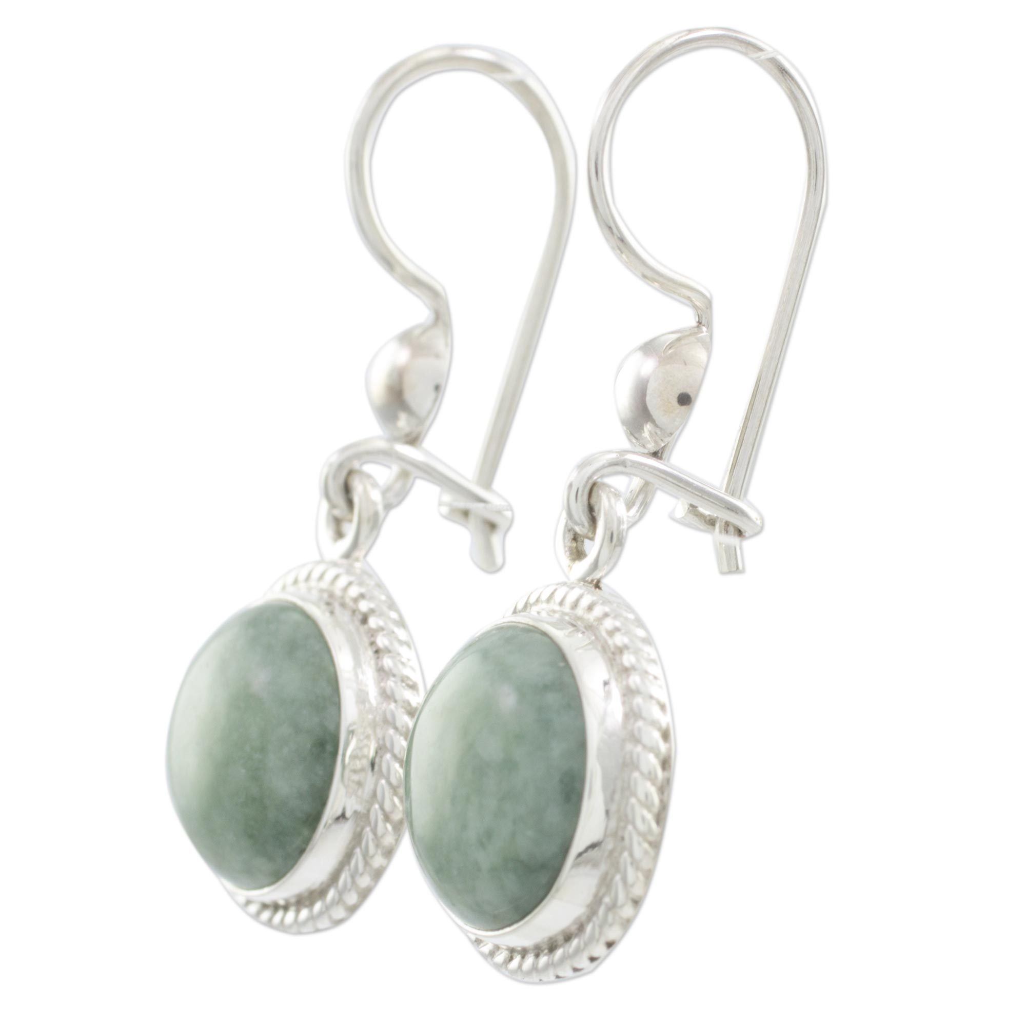 Premium Green Jade Moon Dangle Earrings - Handcrafted Elegance