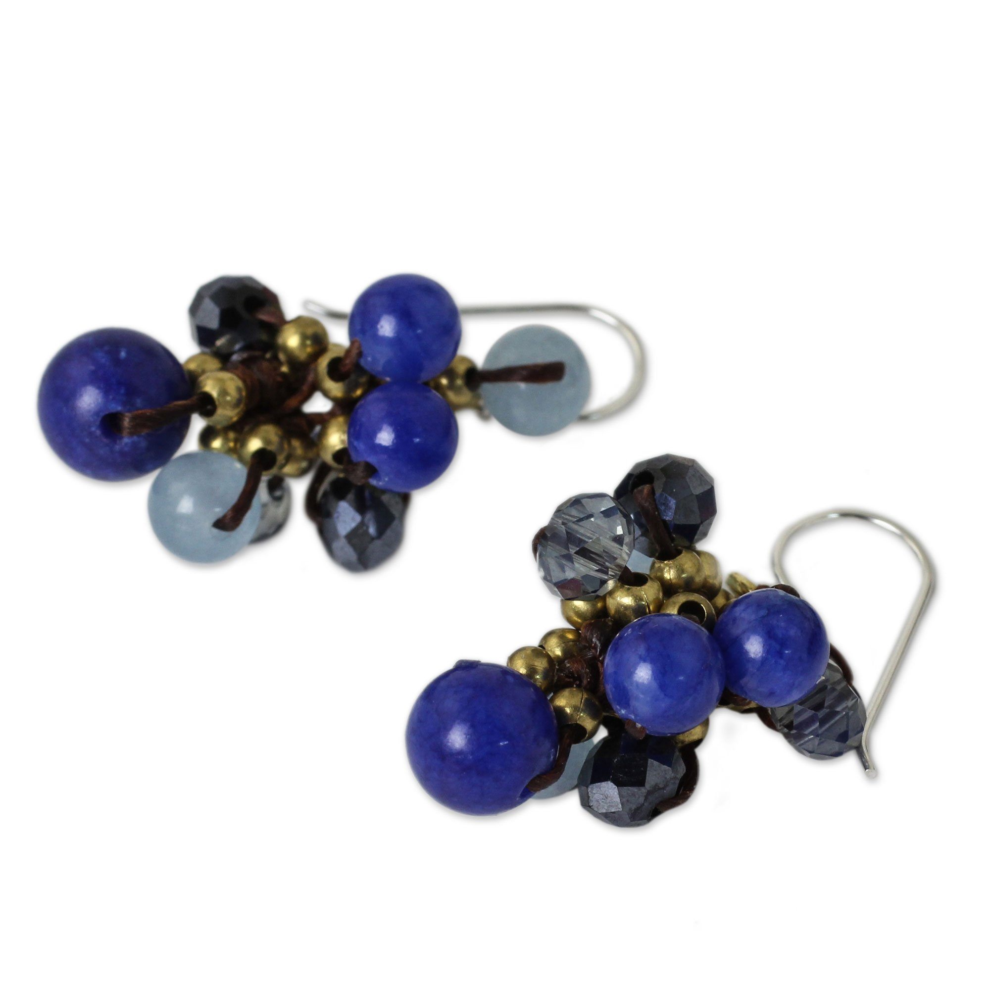 Premium Blue Quartz Beaded Cluster Earrings