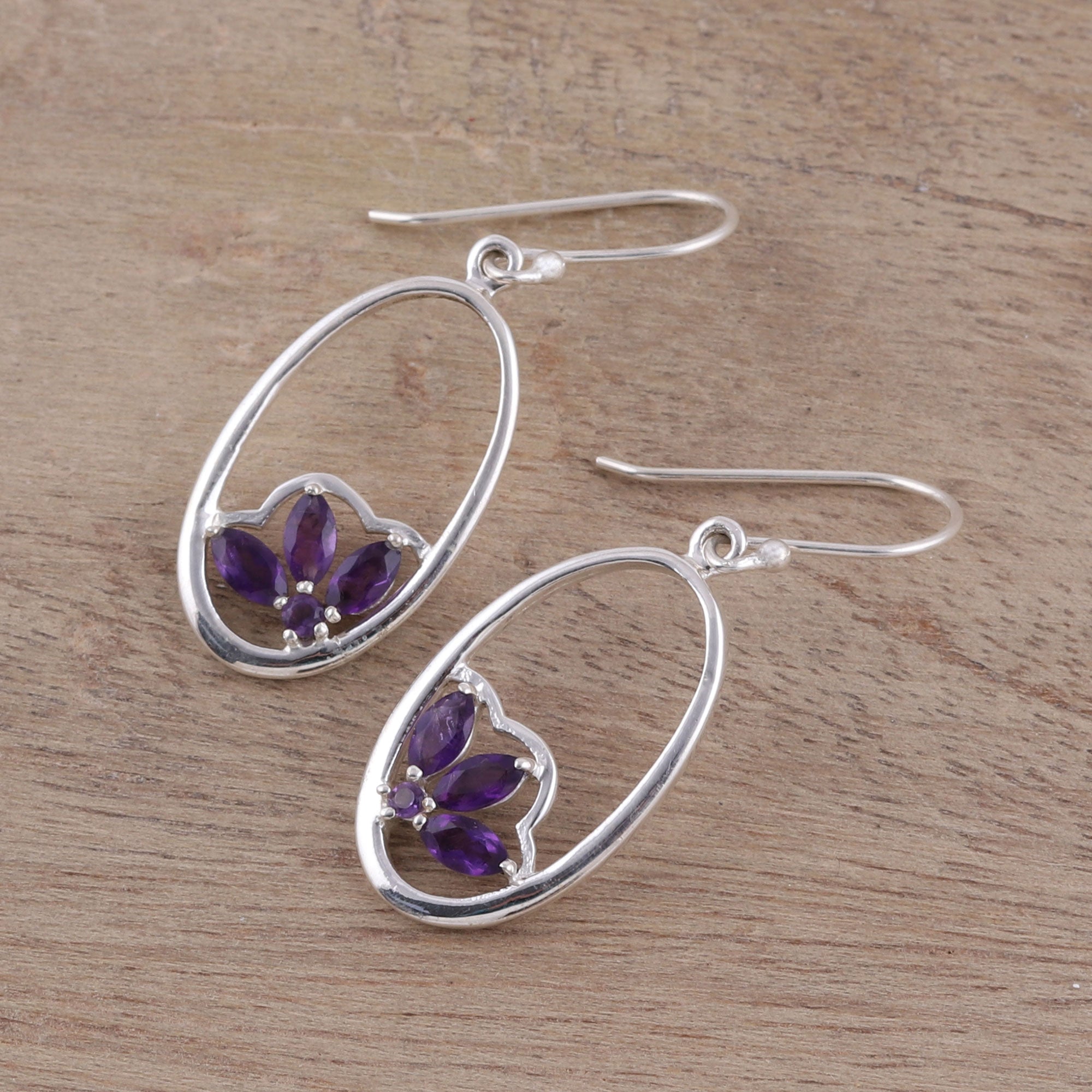 Premium Petite Violet Amethyst Sterling Silver Dangle Earrings