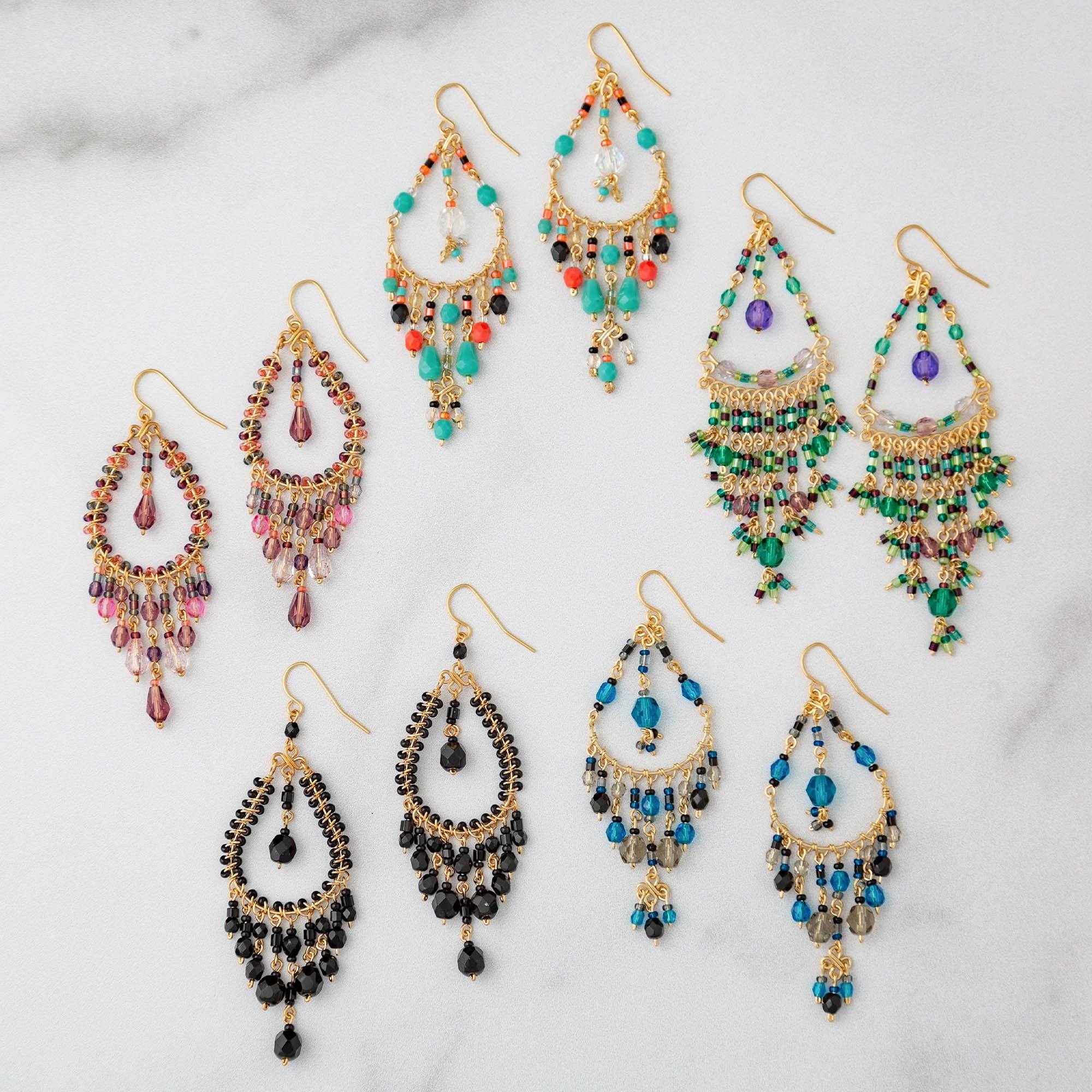 Premium Dazzling Beaded Chandelier Earrings - Handcrafted Fair-Trade Elegance