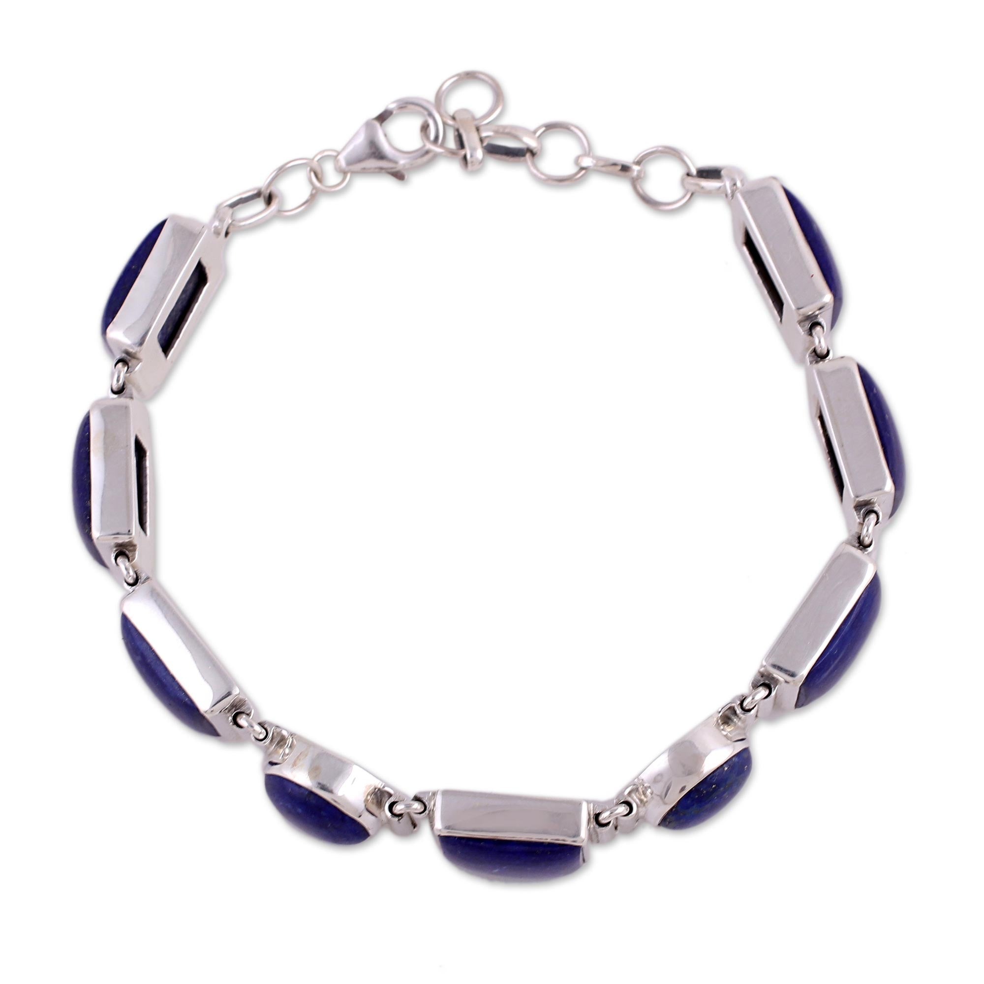 Premium Lapis Lazuli & Sterling Silver Link Bracelet - Ultimate Style Upgrade