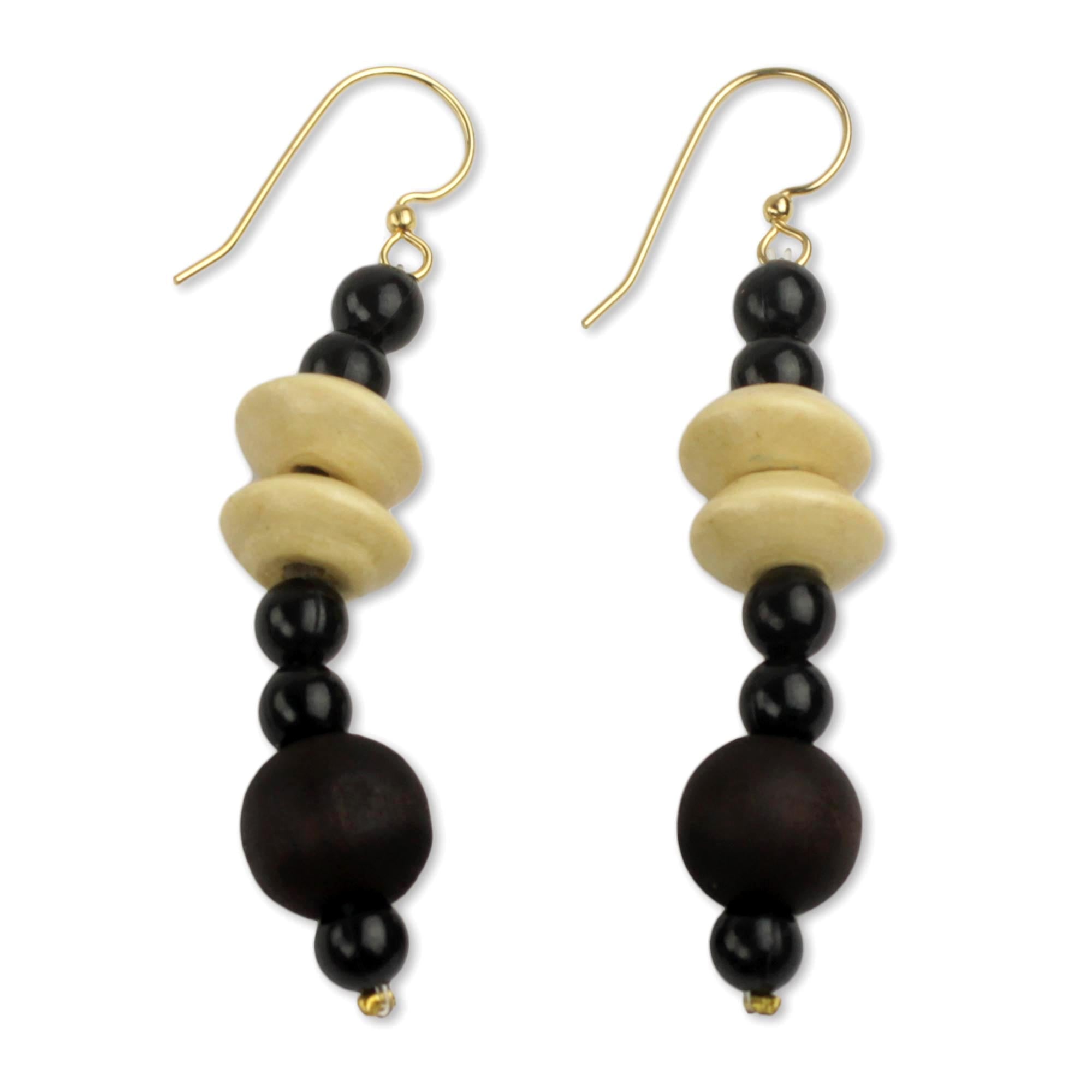 Premium Muse Artisan Handcrafted Wood & Recycled Bead Earrings