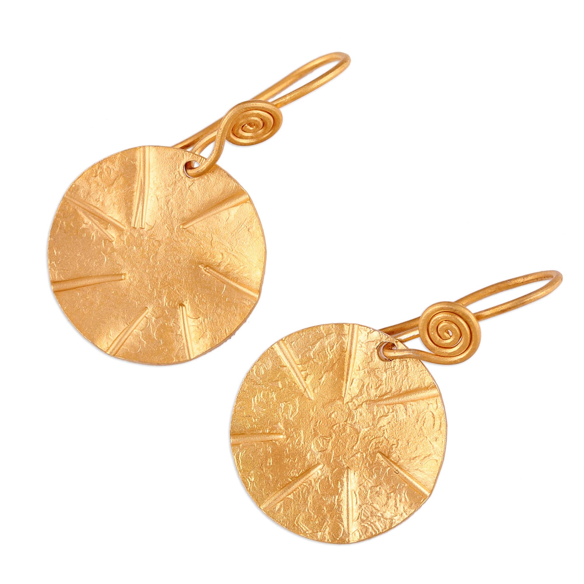 Premium Handcrafted 22k Gold Plated Discus Dangle Earrings - Ultimate Statement Jewelry