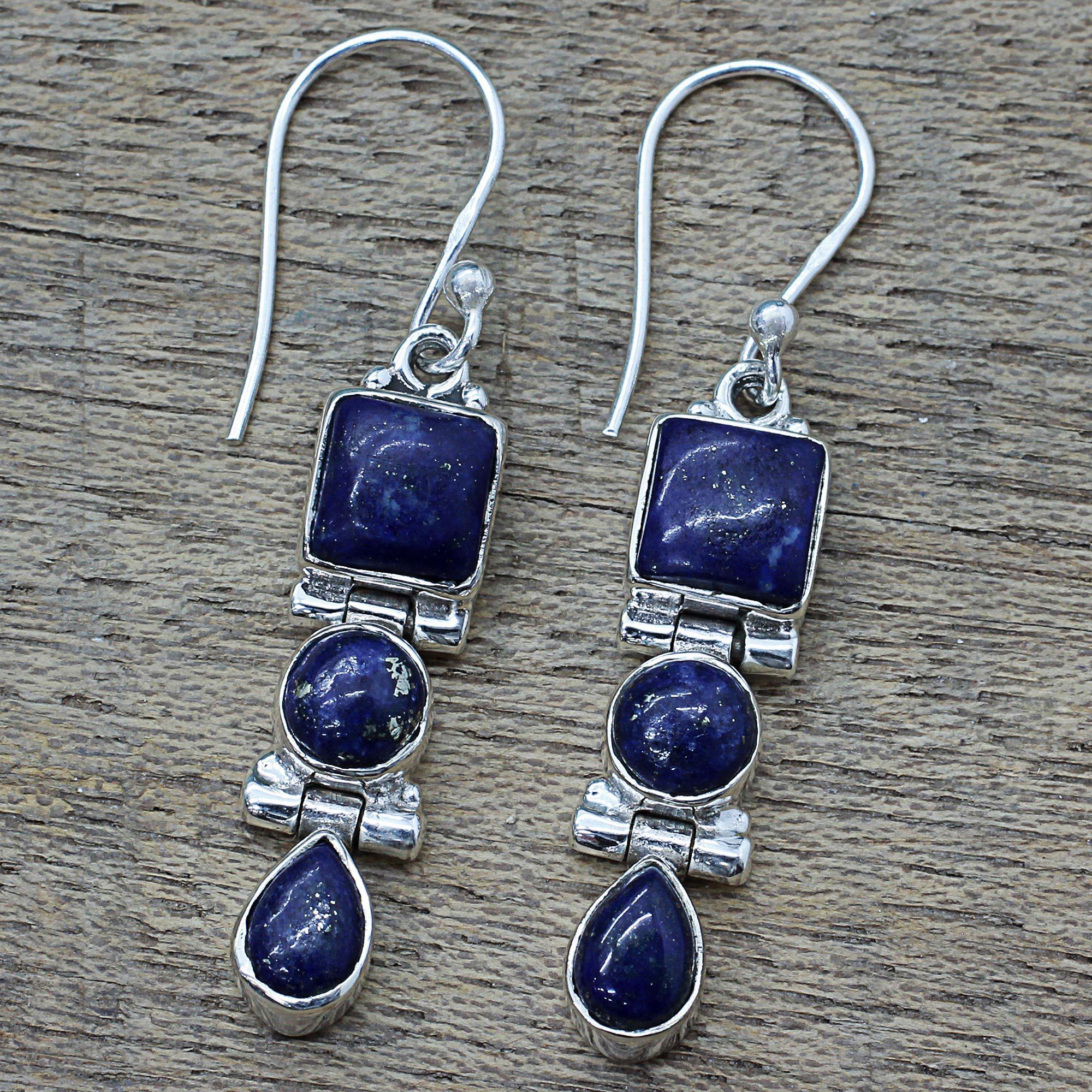 Premium Lapis Lazuli Drop Earrings – Royal Glamour Collection