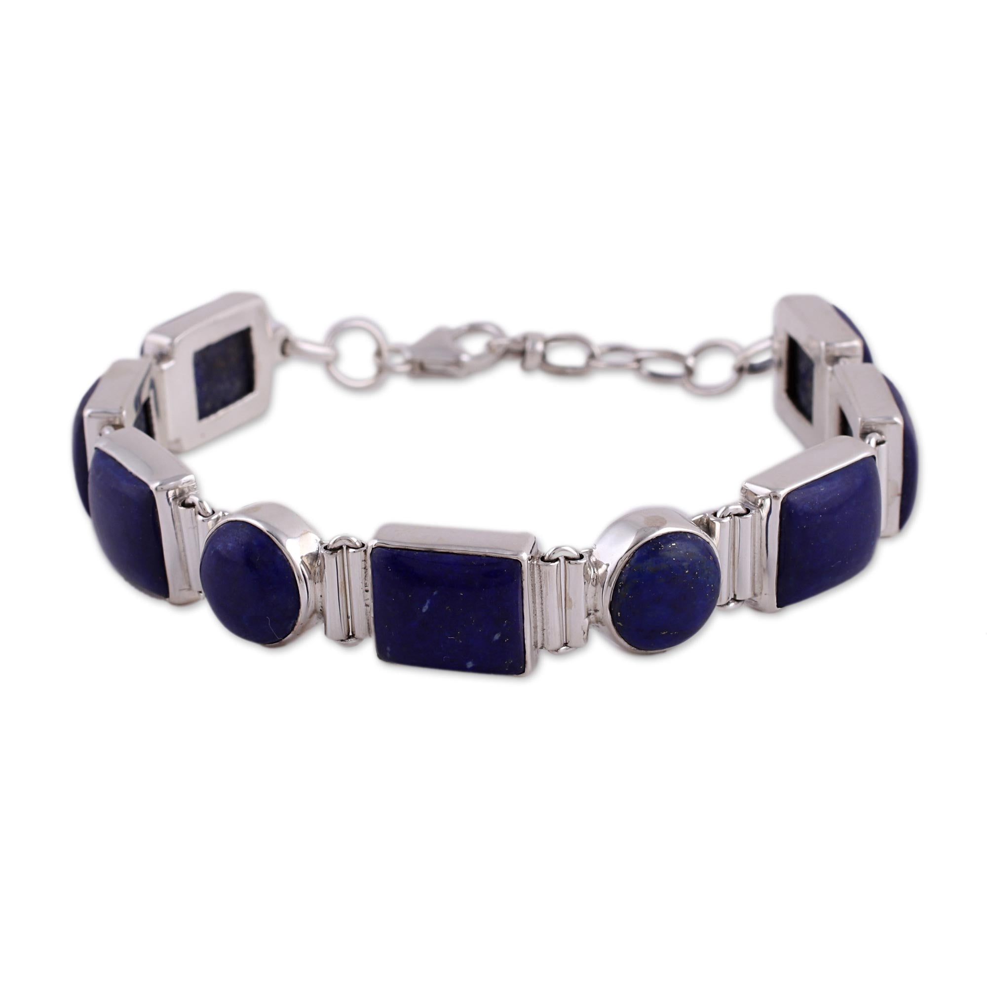 Premium Lapis Lazuli & Sterling Silver Link Bracelet - Ultimate Style Upgrade