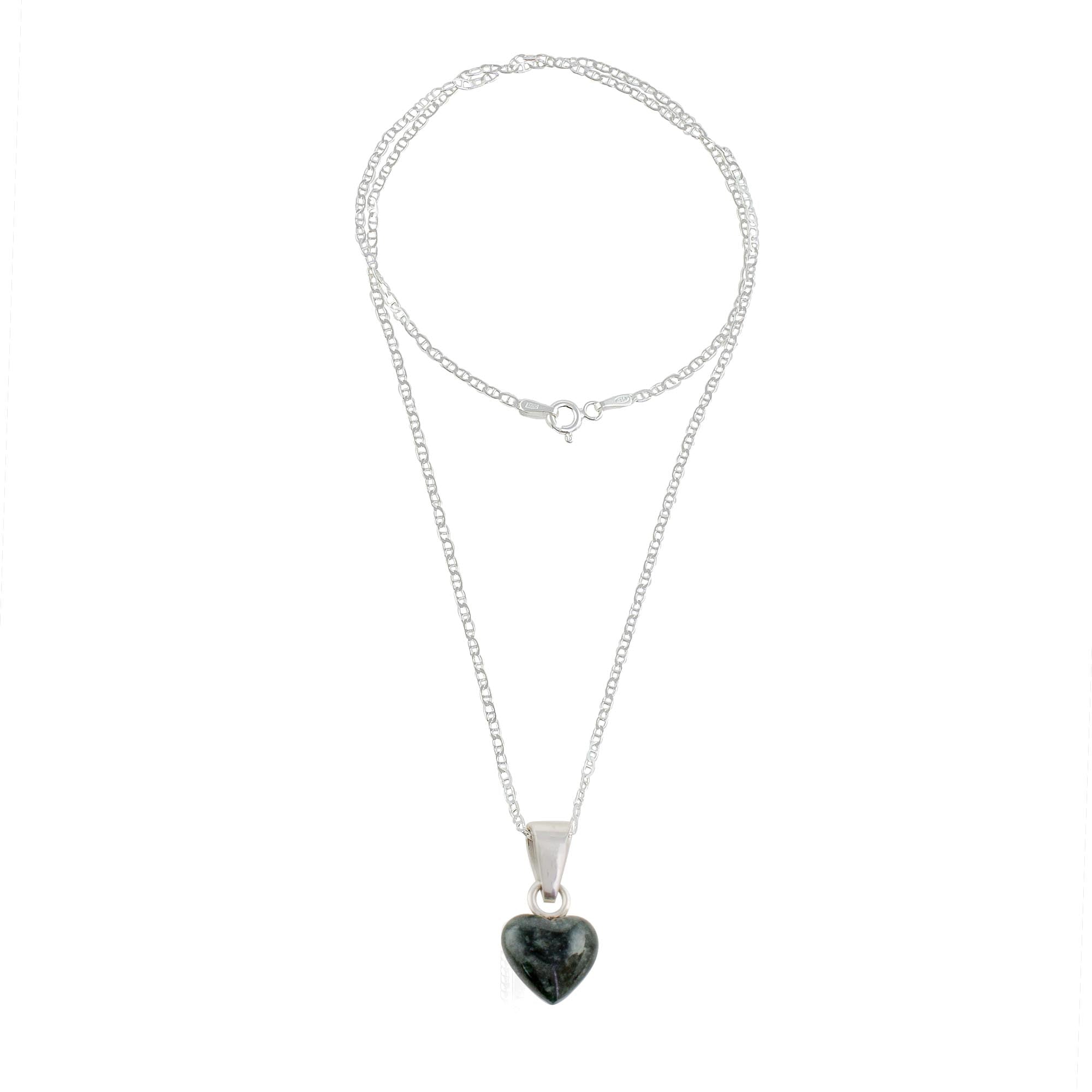 Premium Symbol of Love: Jade & Sterling Silver Heart Pendant Necklace