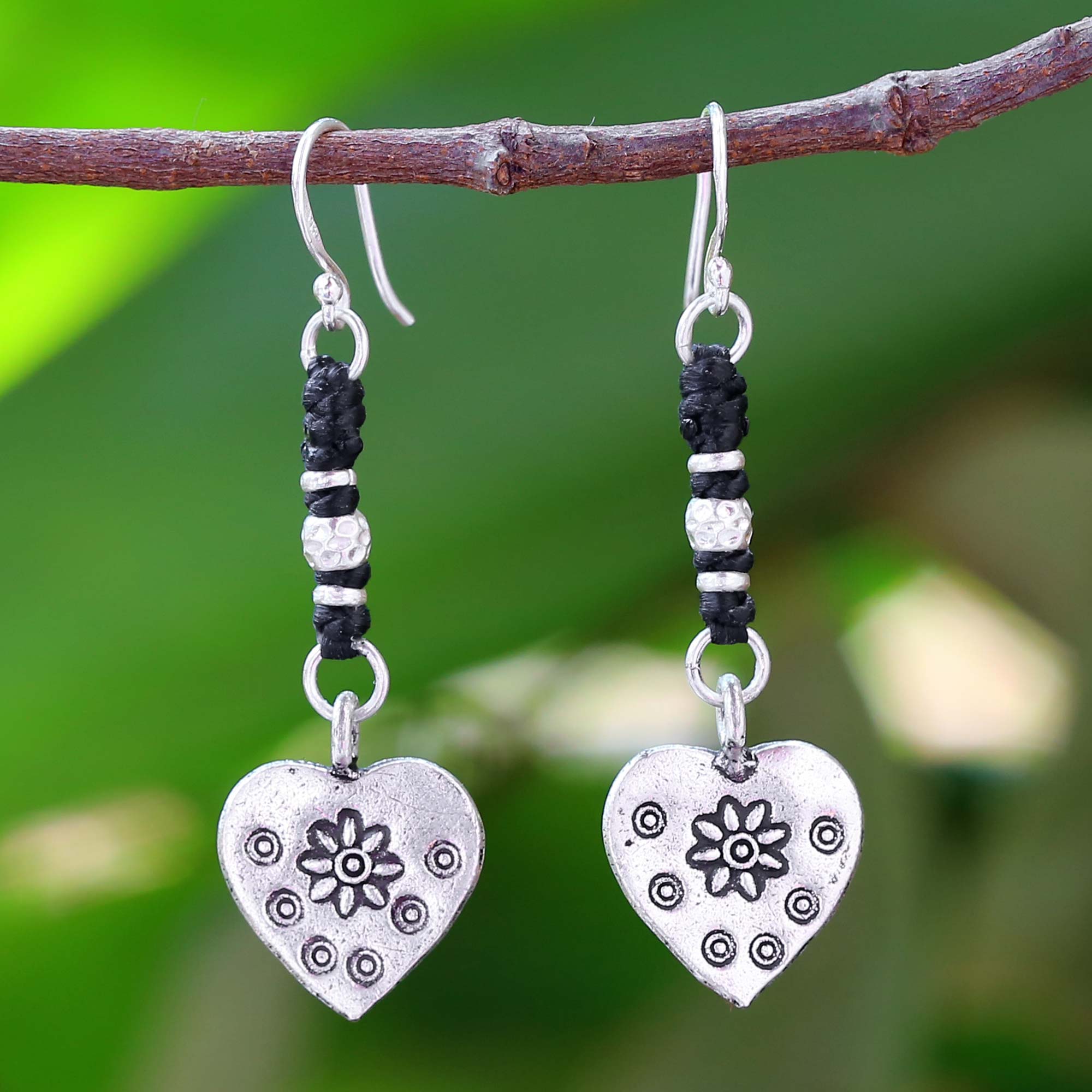 Premium Tribal Hearts Handcrafted Silver Earrings – Ultimate Thai Artistry