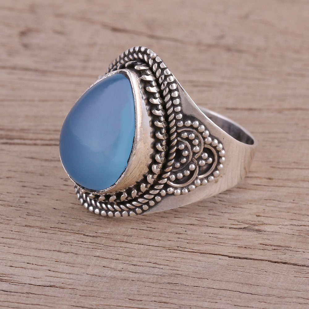 Premium Sterling Silver Blue Chalcedony Statement Ring