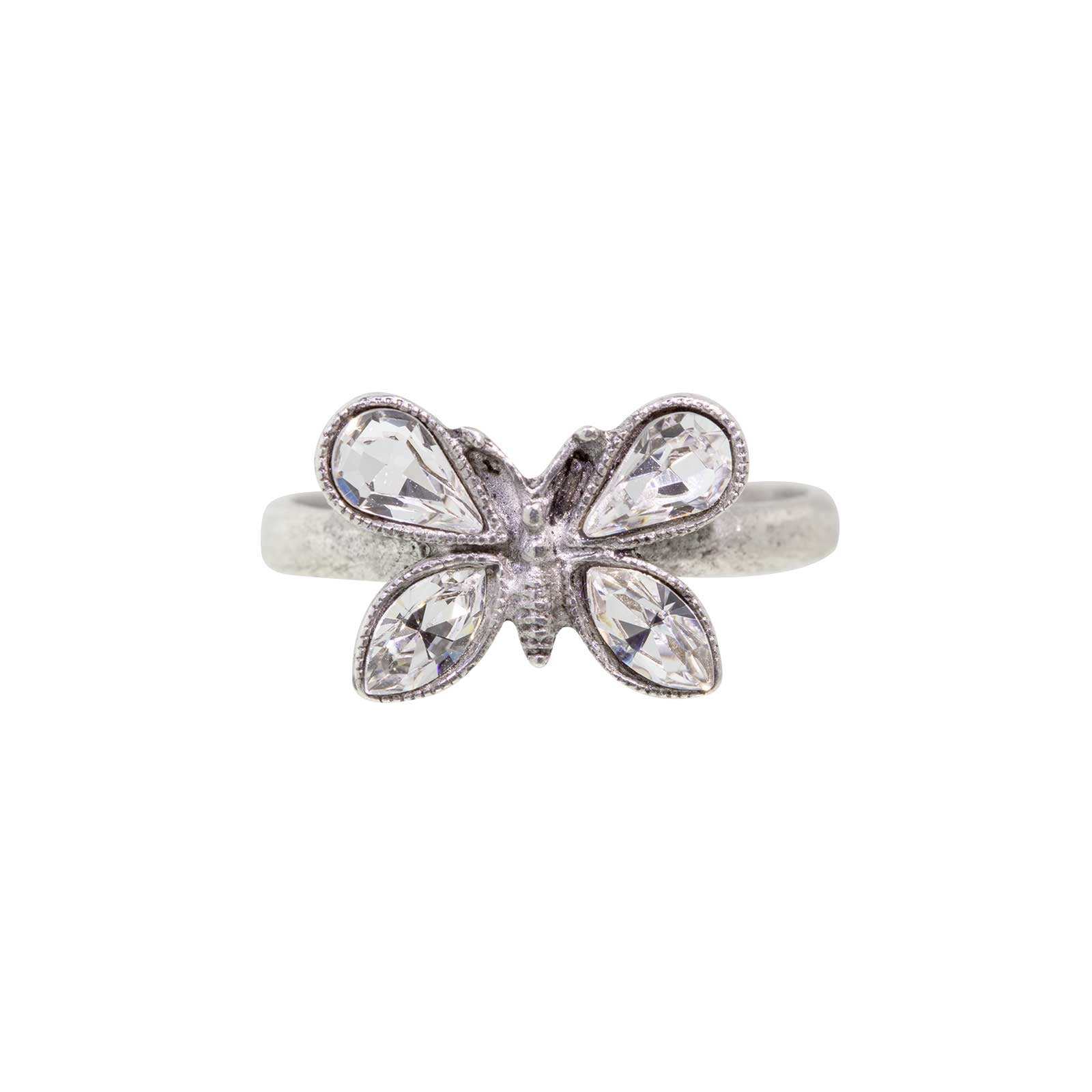 Premium 1928 Jewelry® Pewter Crystal Butterfly Ring - Size 7 | Vintage Elegance