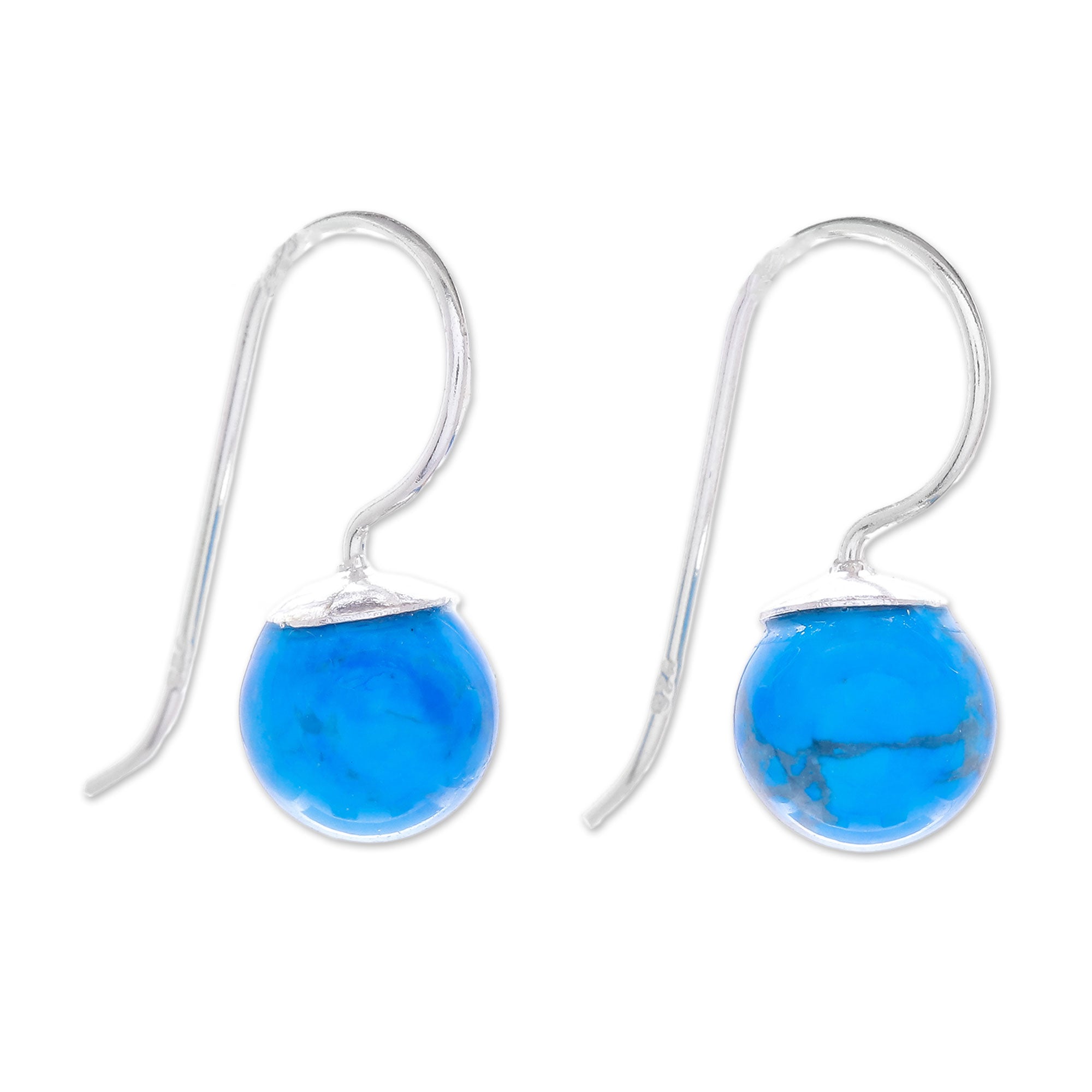 Premium Sterling Silver & Reconstituted Turquoise Drop Earrings – Elegant Handcrafted Design