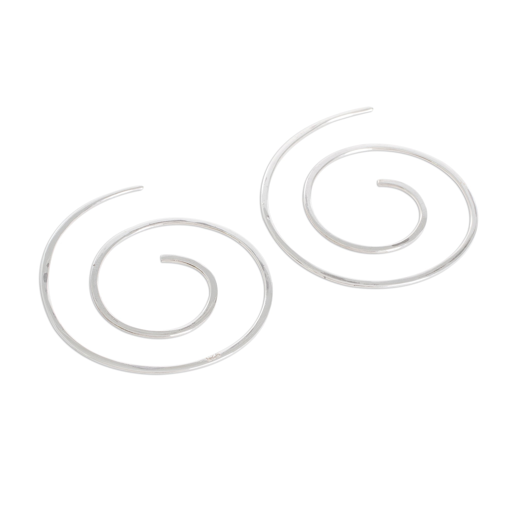 Premium Fibonacci Spiral Sterling Silver Half-Hoop Earrings - Artisan Crafted in Guatemala