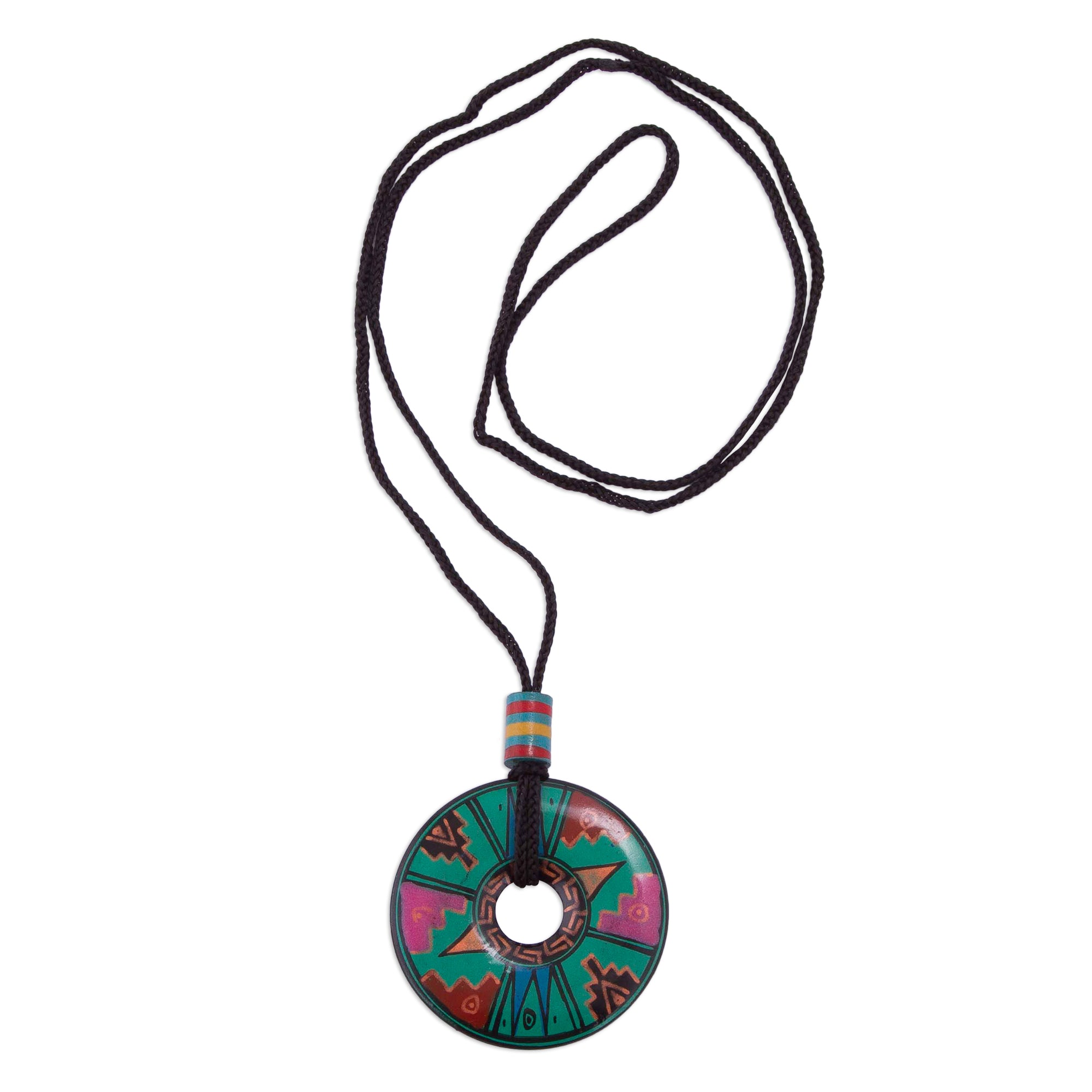 Premium Jade Princess Necklace - Handcrafted Peruvian Ceramic Pendant with Inca-Inspired Design