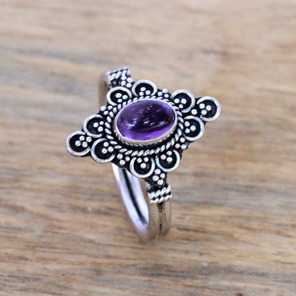 Premium Handcrafted Amethyst Cocktail Ring – Daydream Temple Collection