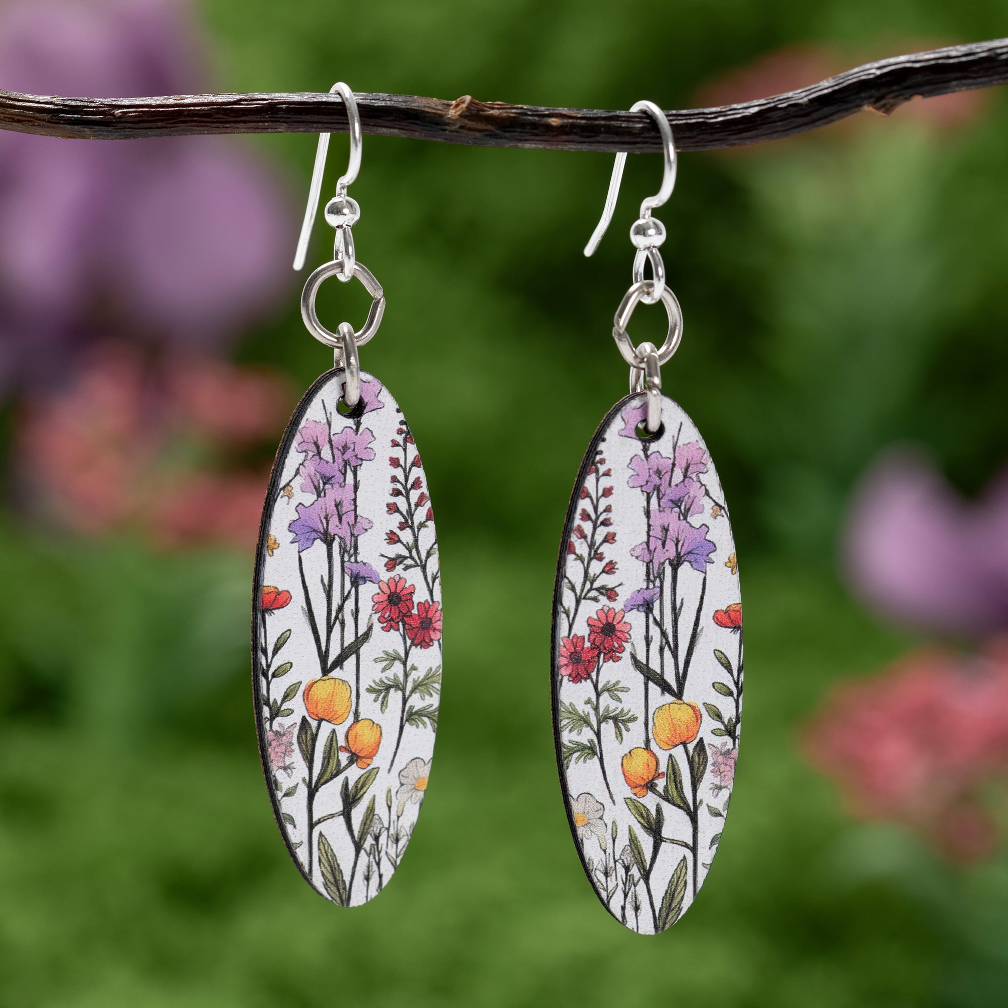 Premium California Wildflower Blossom Wood Earrings