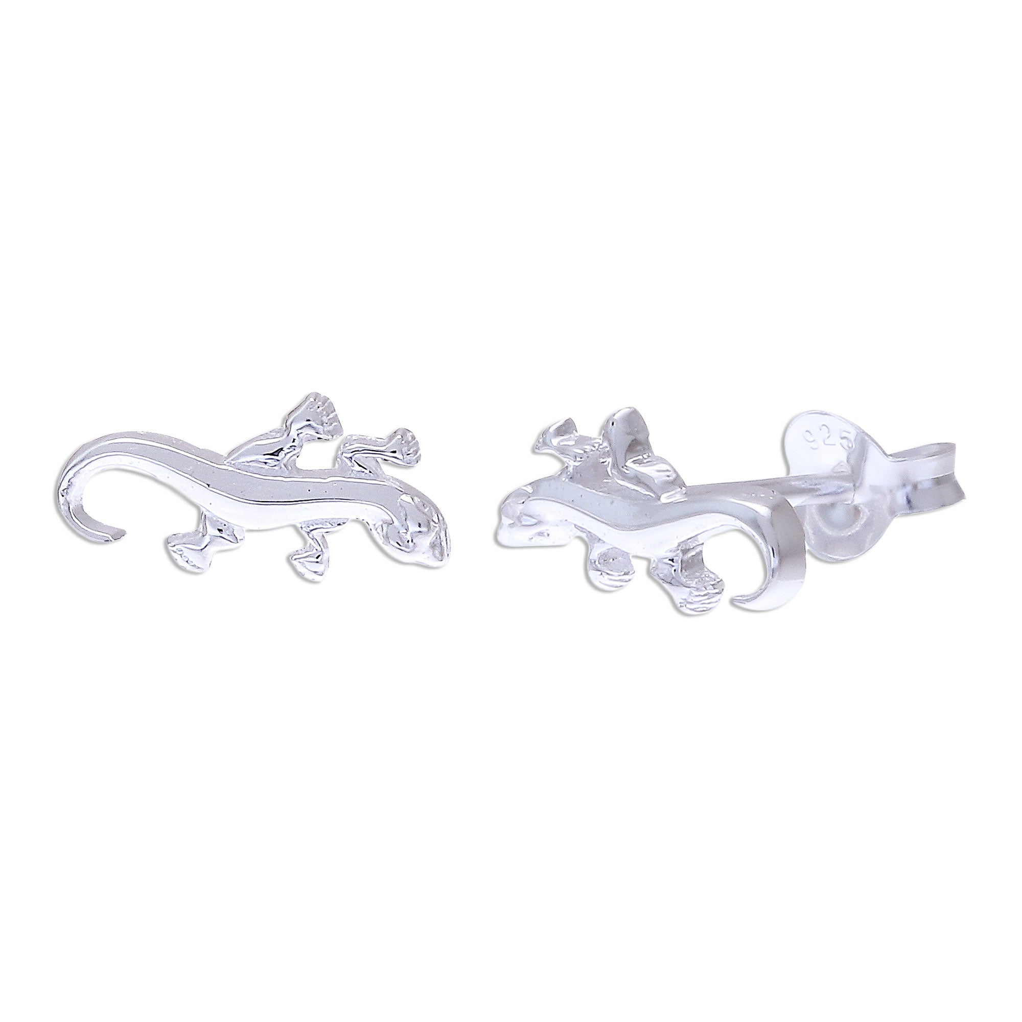 Premium 925 Silver Salamander Stud Earrings - Handcrafted Elegance from Thailand