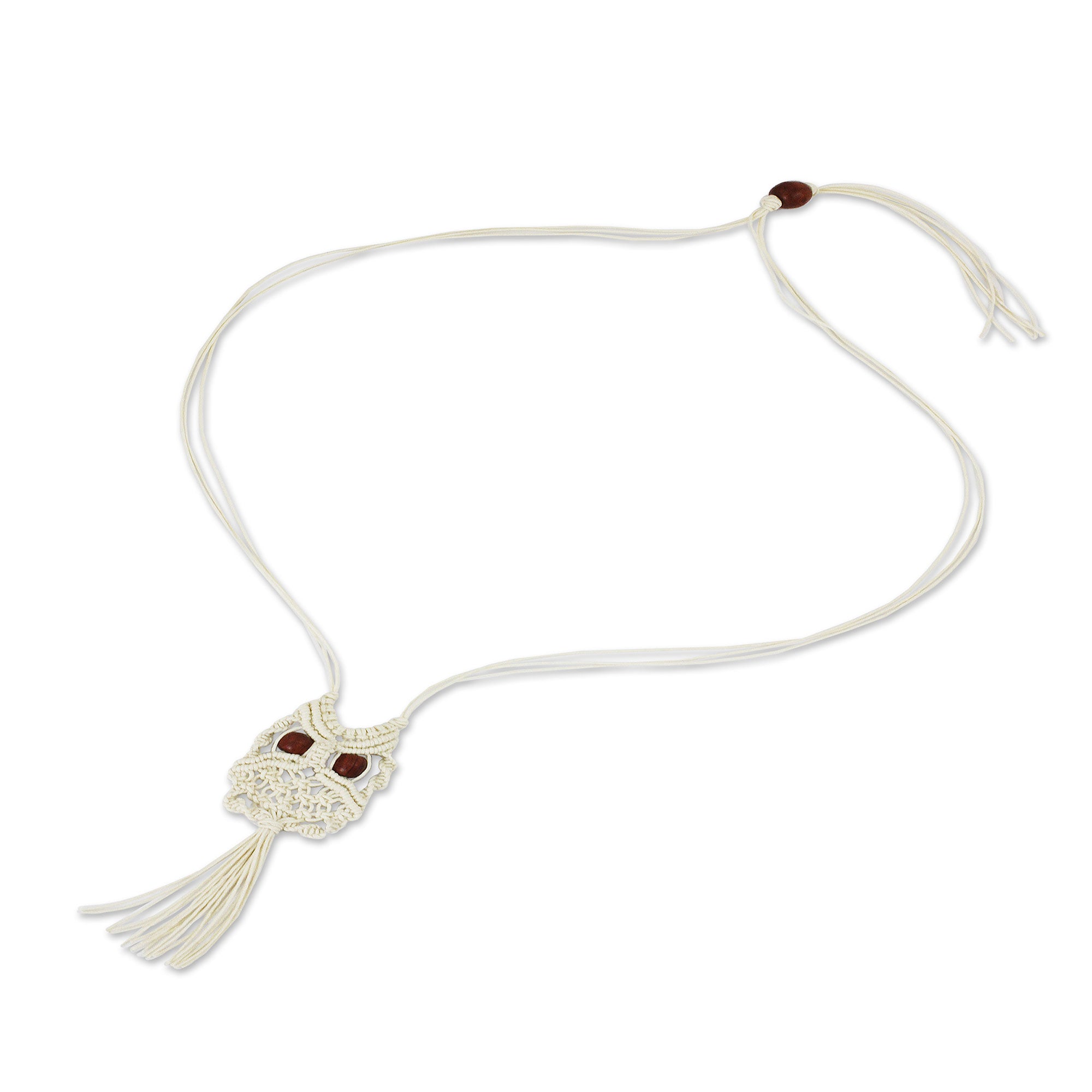 Premium White Owl Handcrafted Thai Macrame Bird Necklace