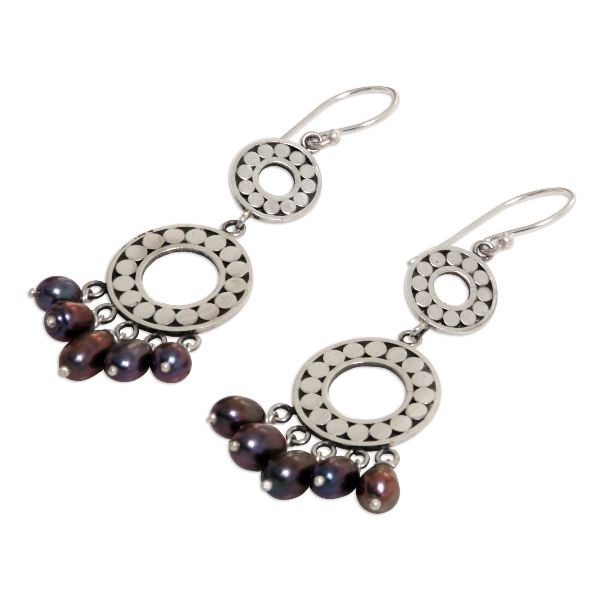 Premium Eclipse Black Pearl Chandelier Earrings