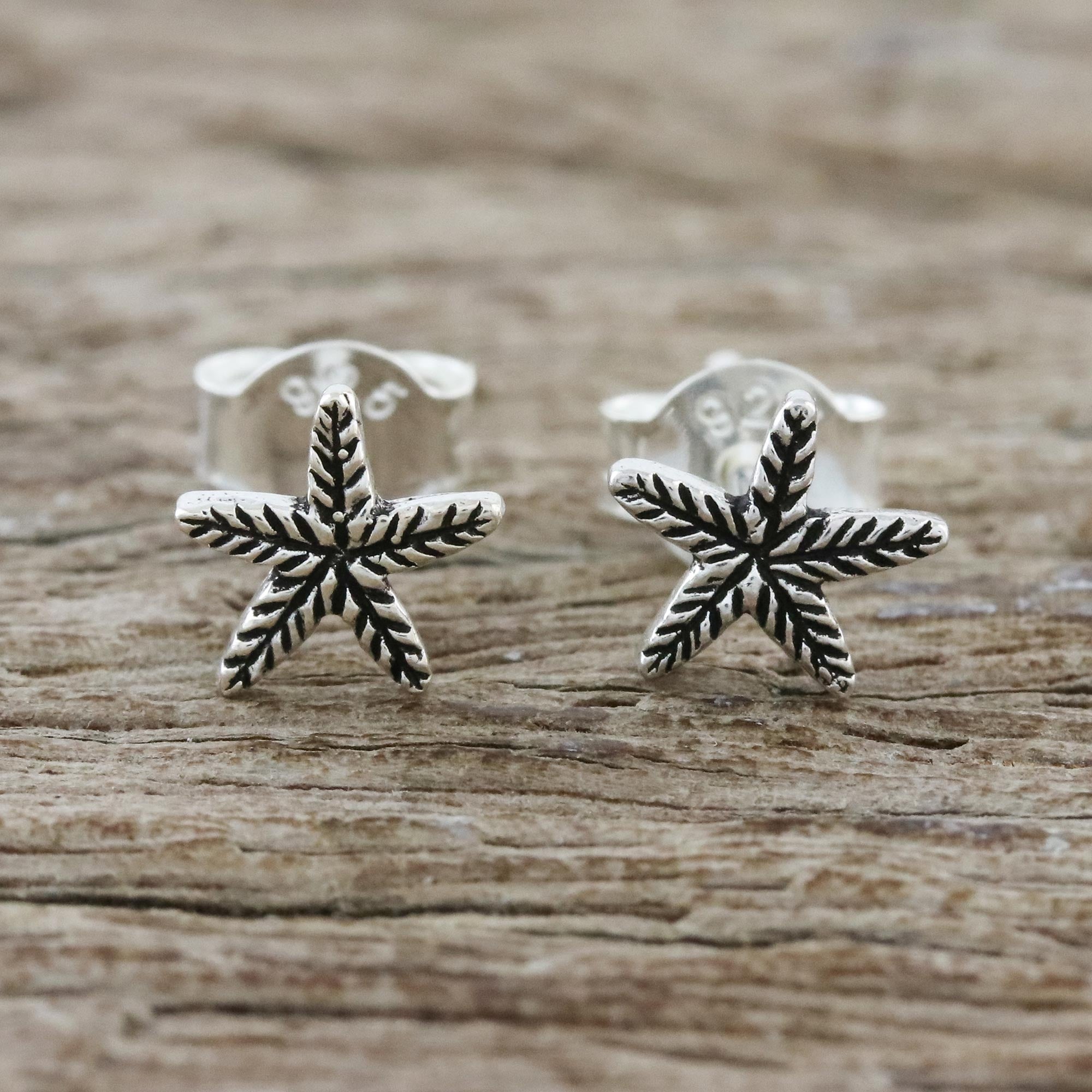 Premium Sterling Silver Starfish Stud Earrings – Handcrafted in Thailand