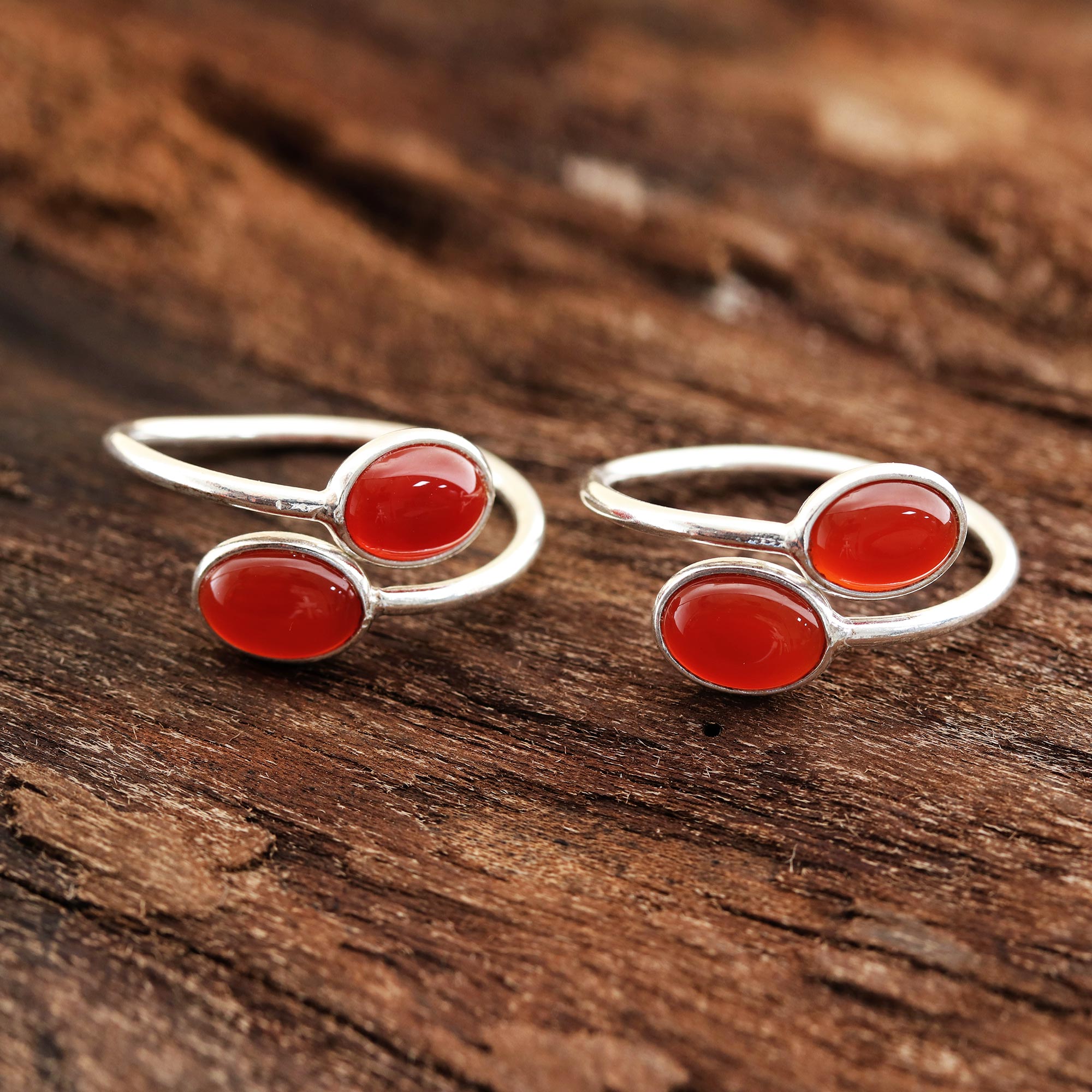 Premium Oval Carnelian Toe Rings – Handcrafted Sterling Silver Jewelry from India