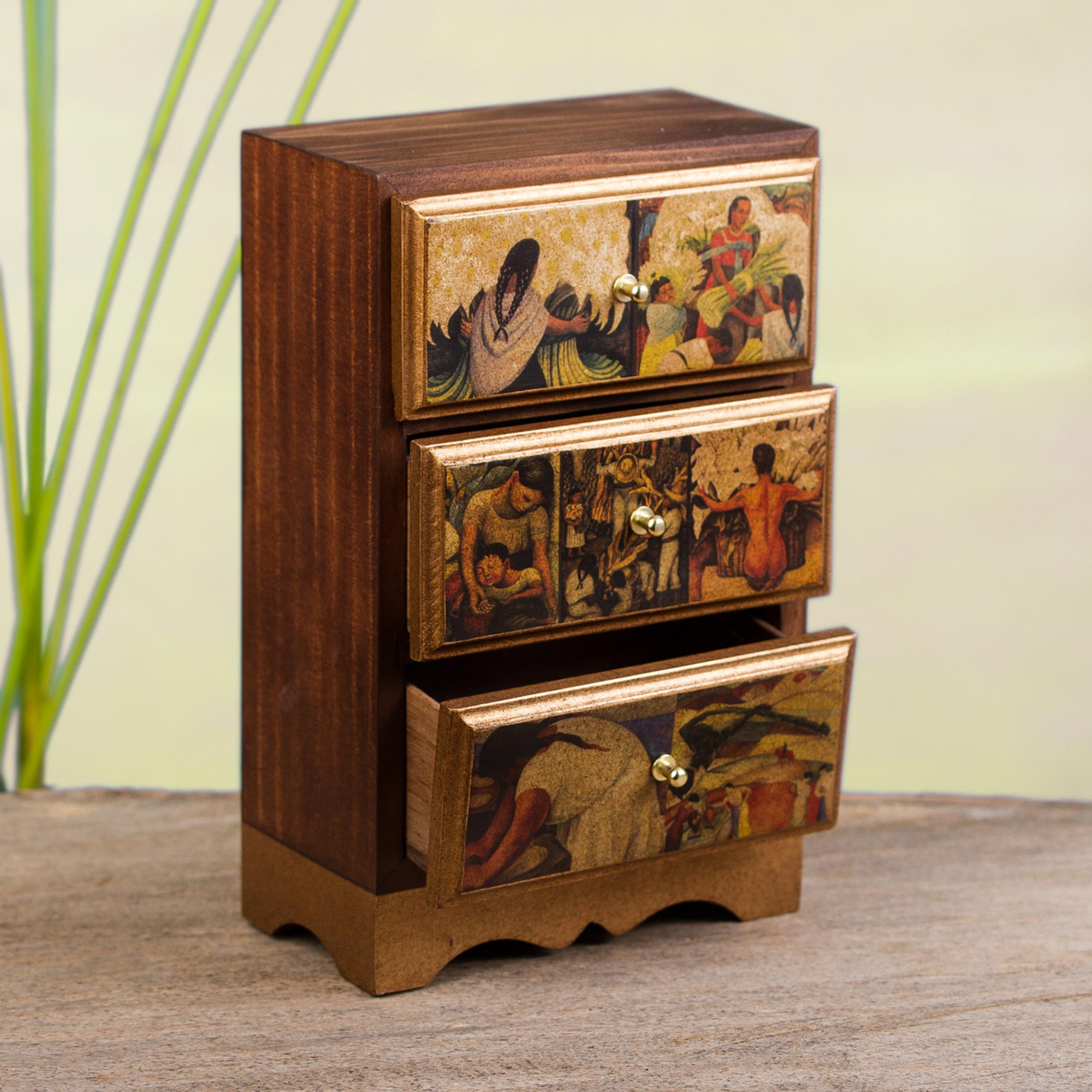 Premium Diego Rivera Artisan Jewelry Box - Handcrafted Vintage Design