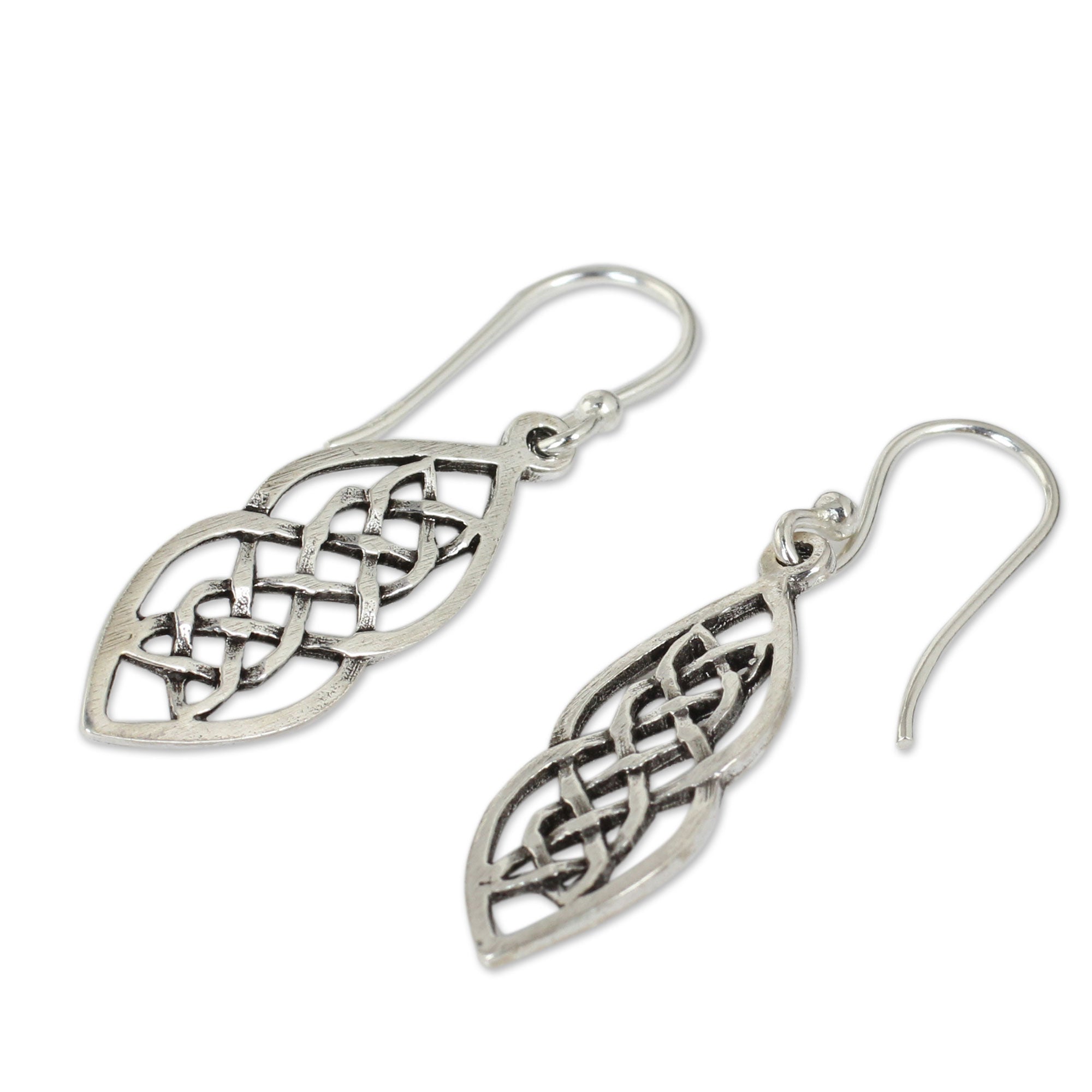 Premium Celtic Braid Silver Dangle Earrings - Handcrafted Elegance