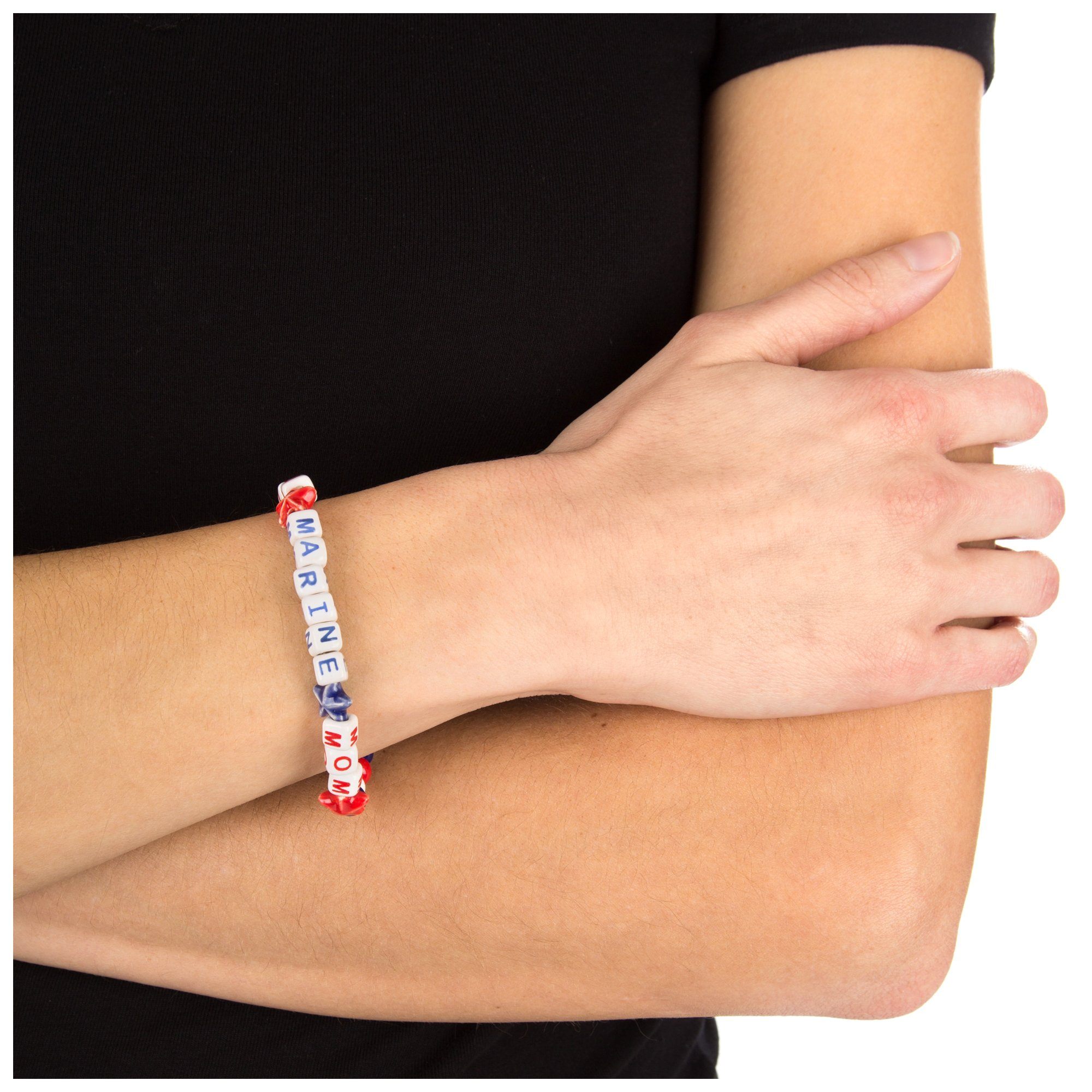 Premium Proud Marine Mom Ceramic Bracelet - Patriotic Handcrafted Jewelry