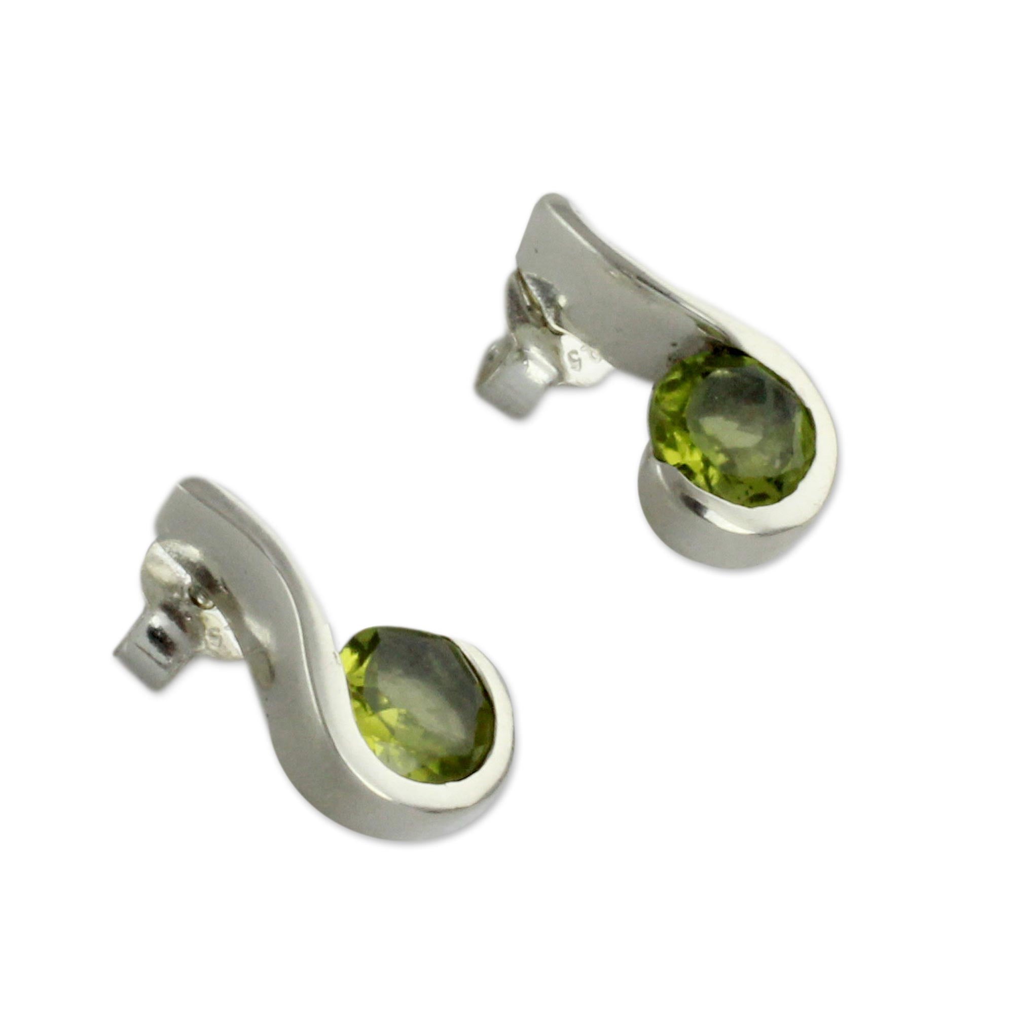 Premium Lime Droplet Women's Peridot Earrings - Handcrafted Sterling Silver Jewelry