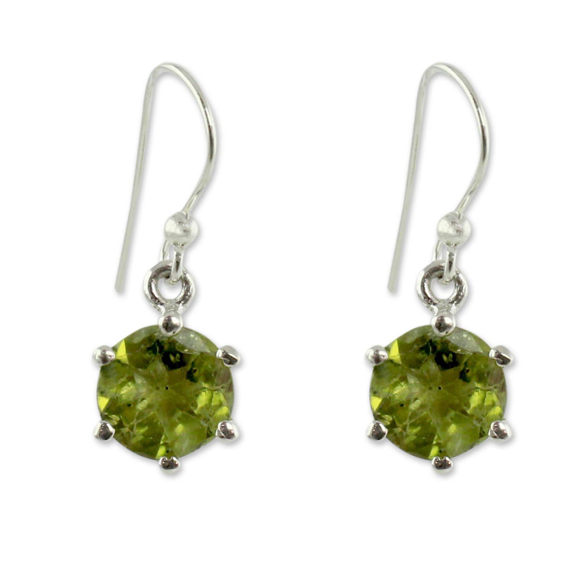 Premium Lime Solitaire Sterling Silver & Peridot Hook Earrings