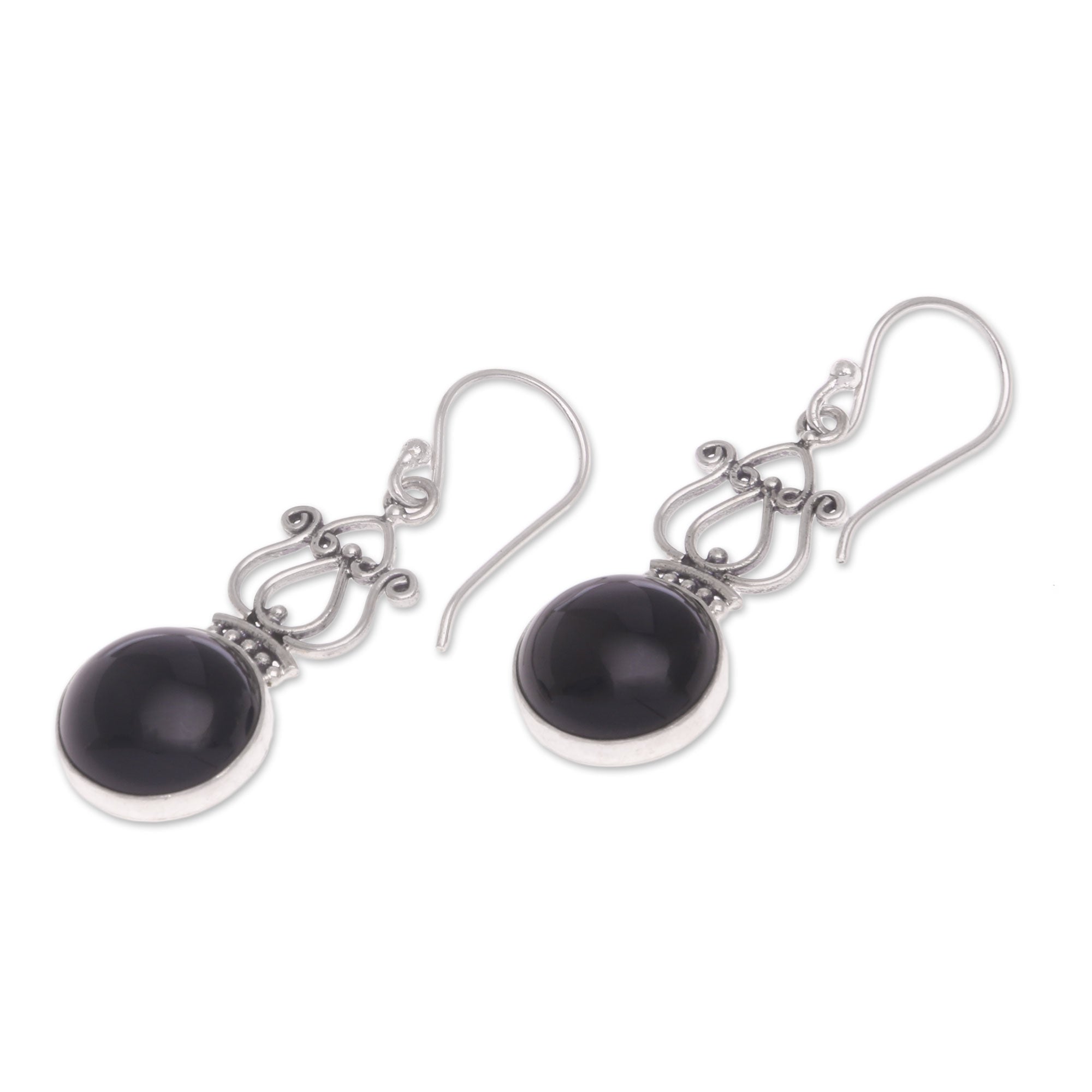 Premium Raven Queen Dangle Earrings: Handcrafted Onyx & Sterling Silver