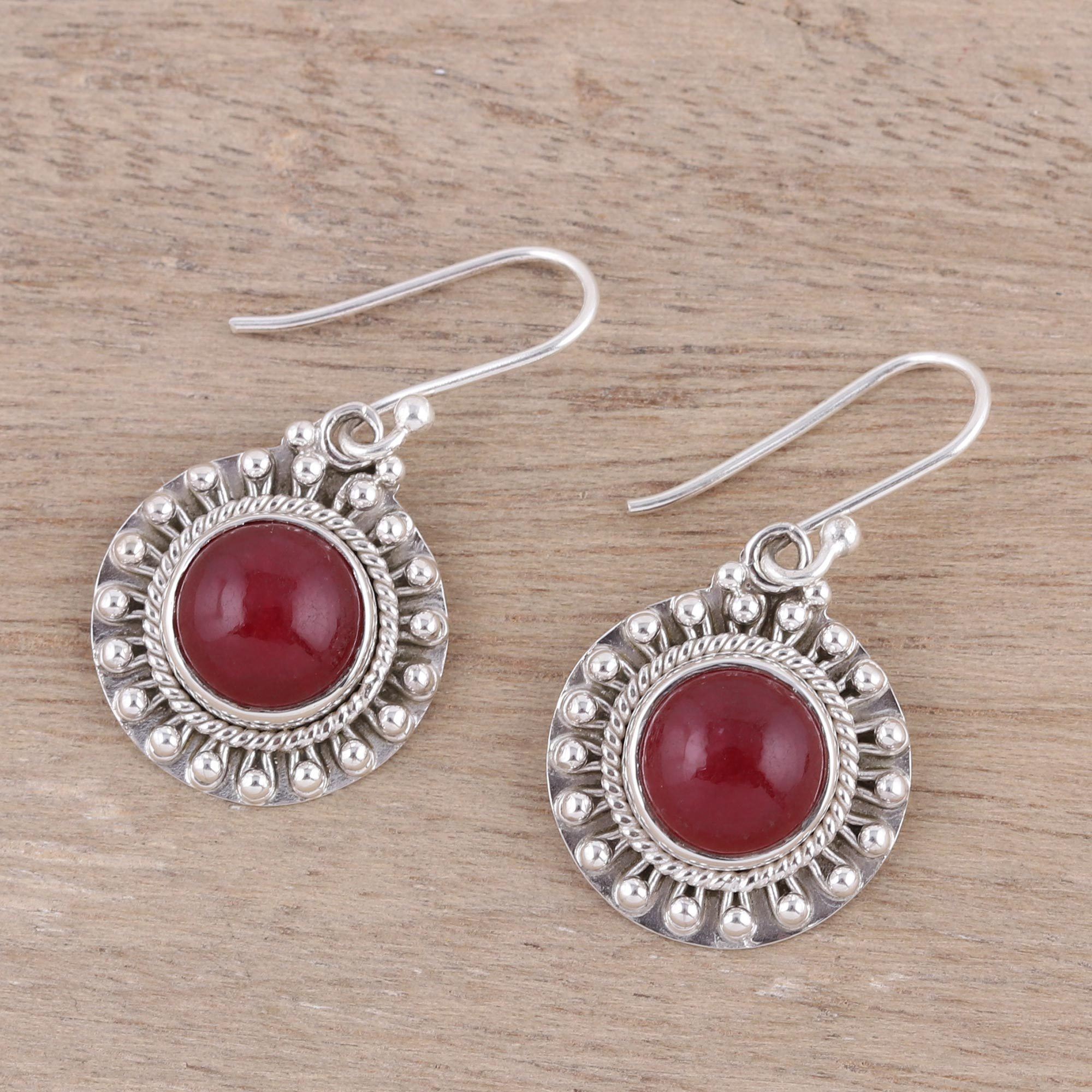 Premium Red Mystique Jasper Sterling Silver Dangle Earrings