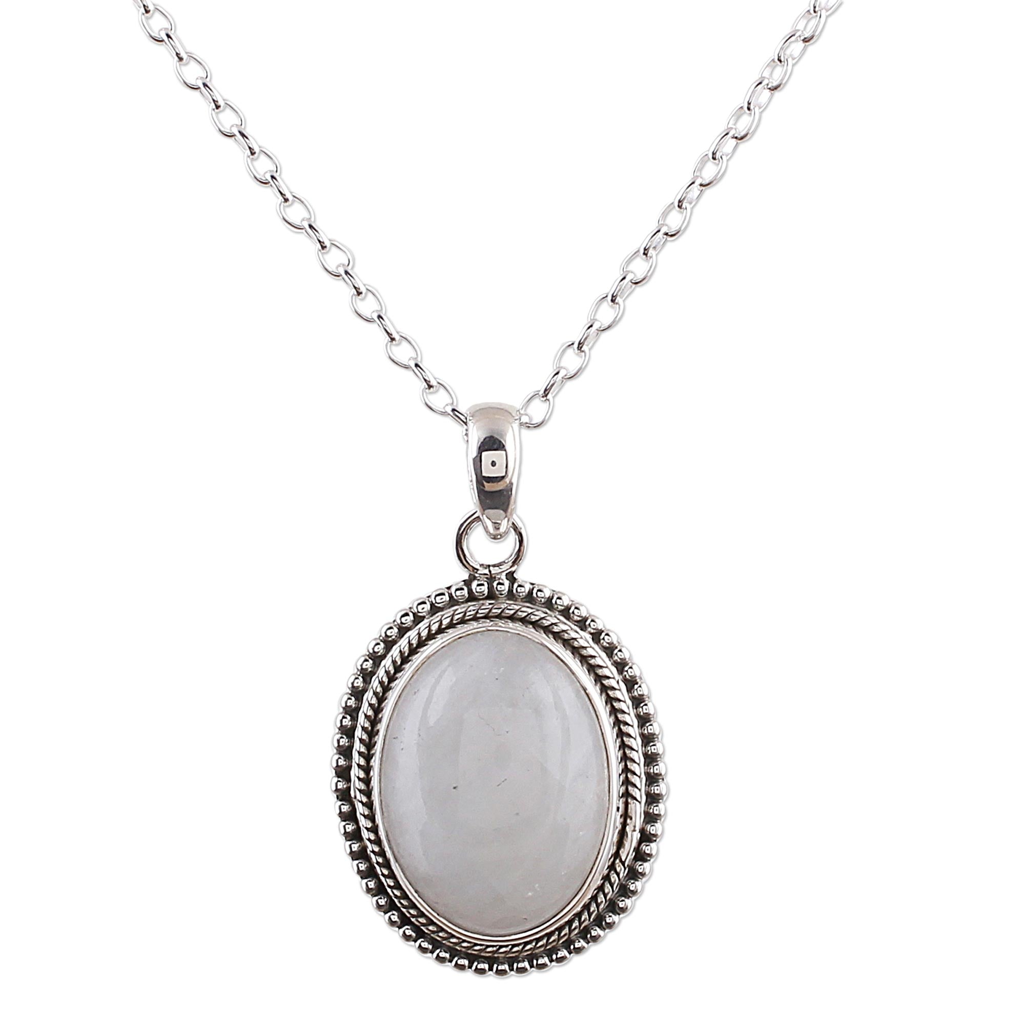 Premium Rainbow Moonstone & Sterling Silver Necklace – Elegant Cable Chain Design