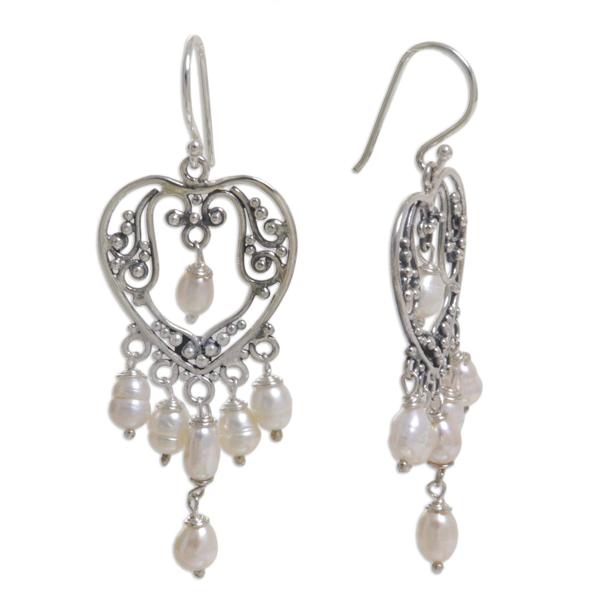 Premium Heart Symphony Sterling Silver Chandelier Earrings