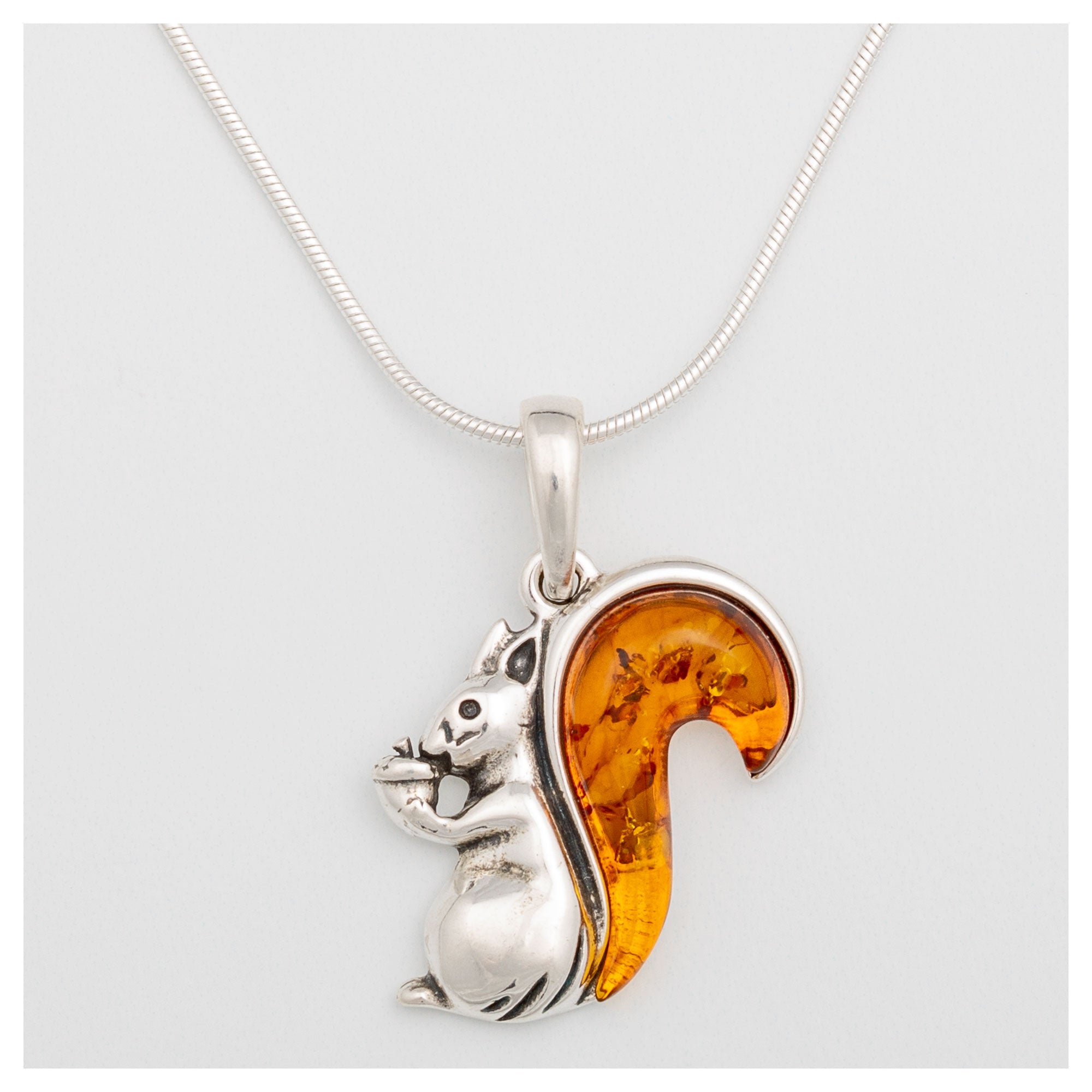 Premium Squirrel Tail Baltic Amber & Sterling Silver Necklace