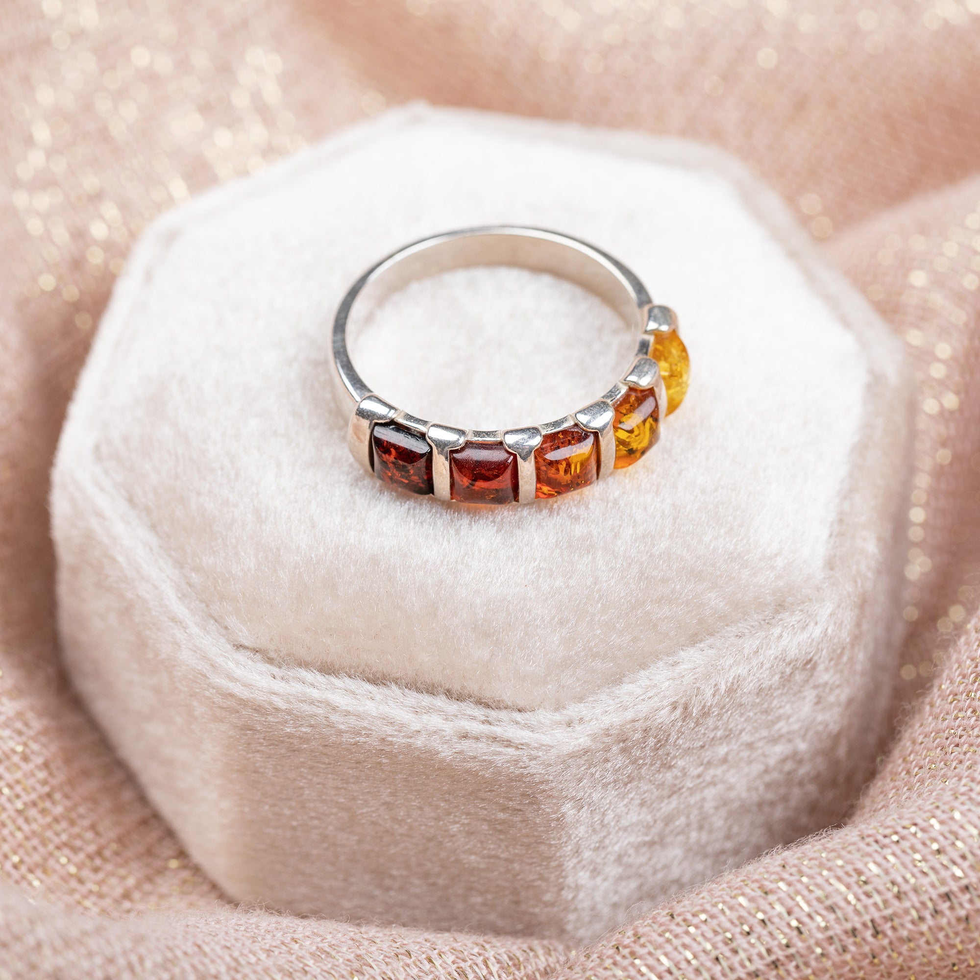 Premium Amber Ombre Sterling Silver Ring - Ultimate Elegance